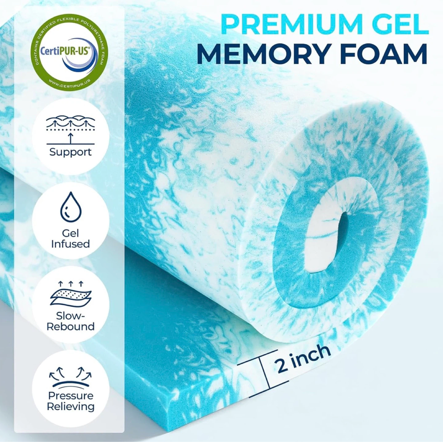 King size Premium Gel Memory Foam Mattress Topper - photo 4