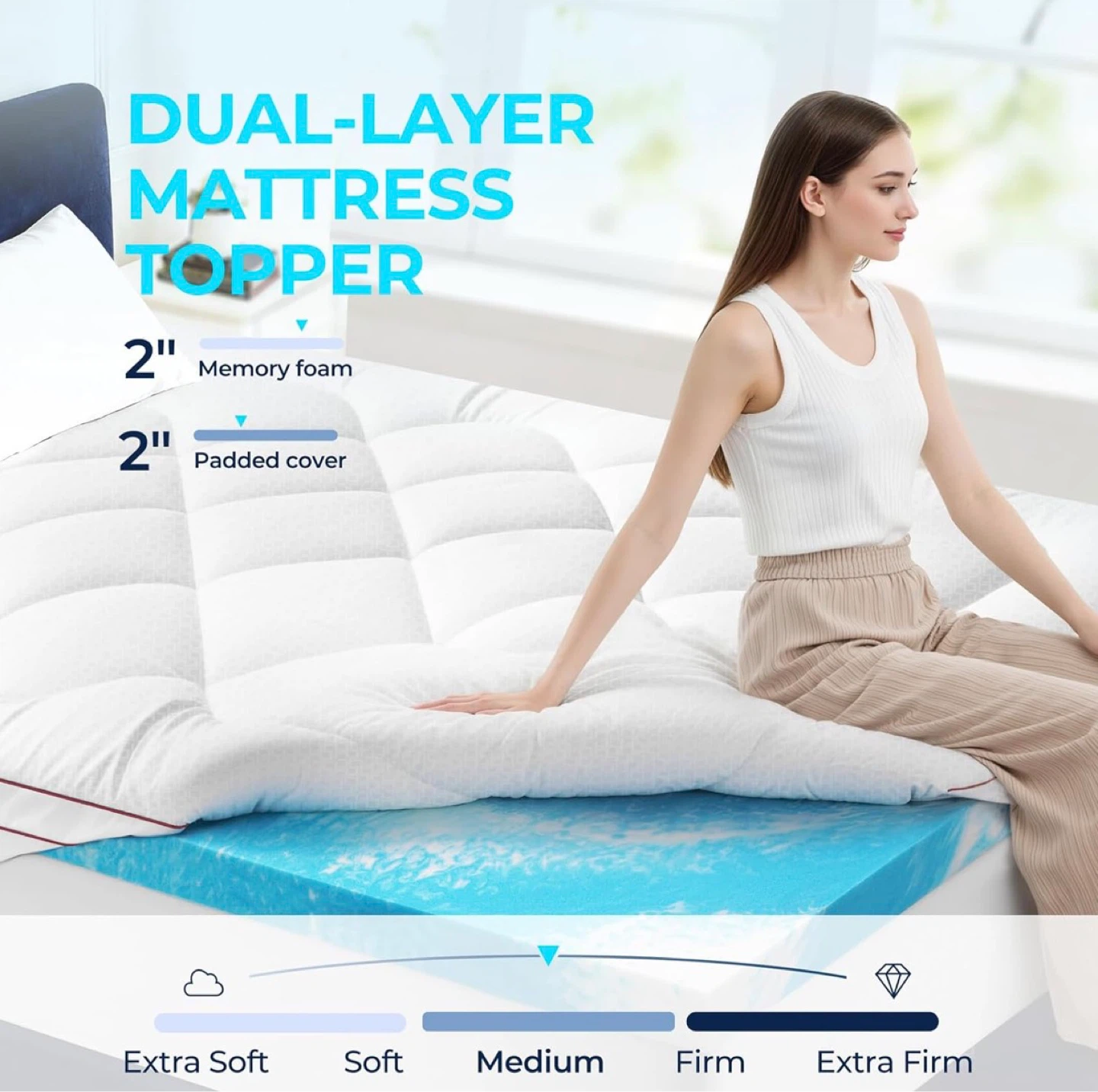 King size Premium Gel Memory Foam Mattress Topper - photo 3