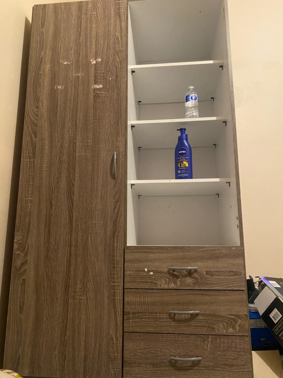 Wooden Wardrobe with 3 Drawers and Shelves - photo 3