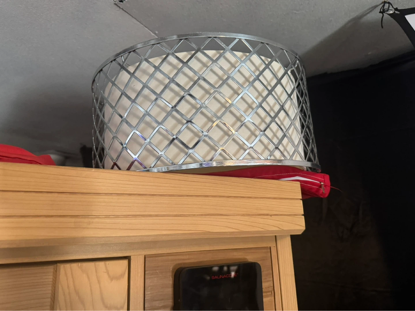 ⚽️ White Drum Lamp Shade with Decorative Metal Cage - photo 5