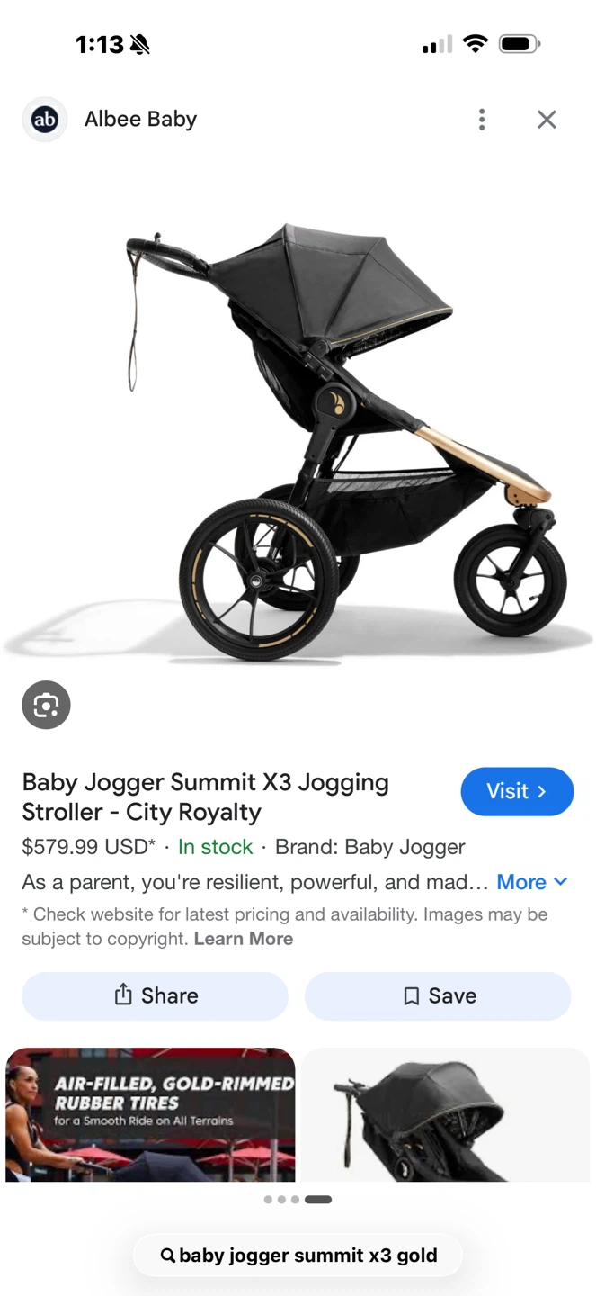 Baby Jogger Summit X3 3-Wheel Jogging Stroller - Black & Gold - photo 5