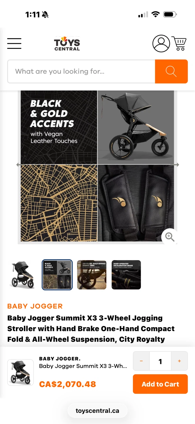 Baby Jogger Summit X3 3-Wheel Jogging Stroller - Black & Gold - photo 2