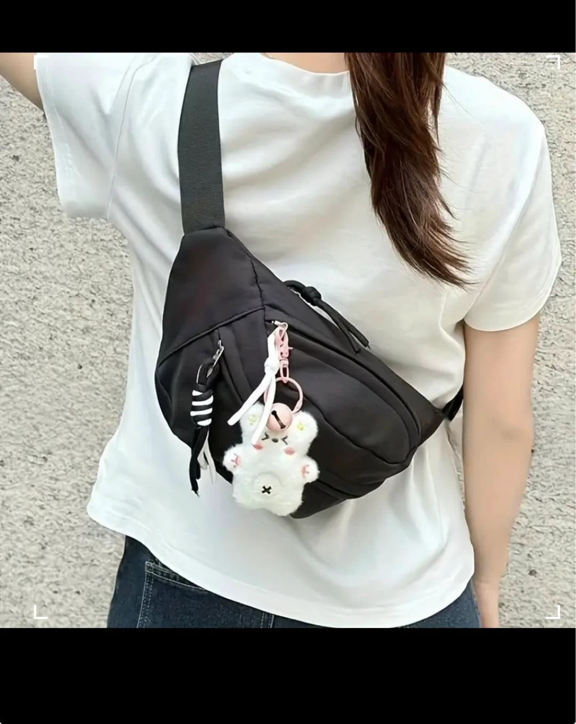 Black Fanny Pack with Cute Bear Charm - photo 2