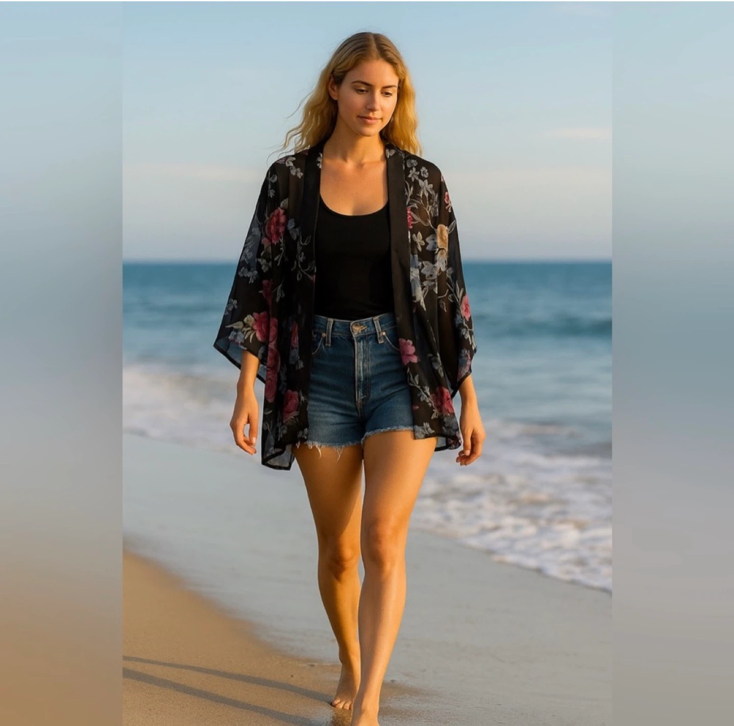 Helena Quinn Black Floral Kimono⚽️
