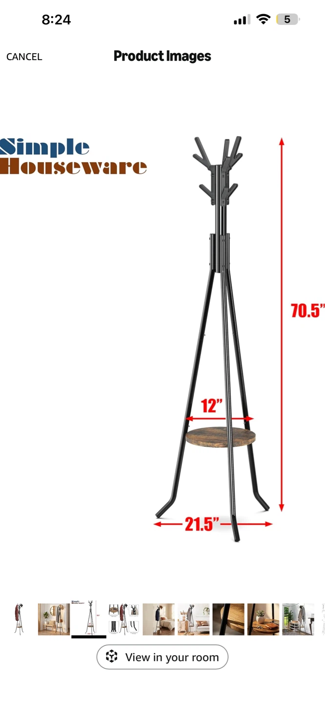 Simple Houseware Coat Rack with Shelf