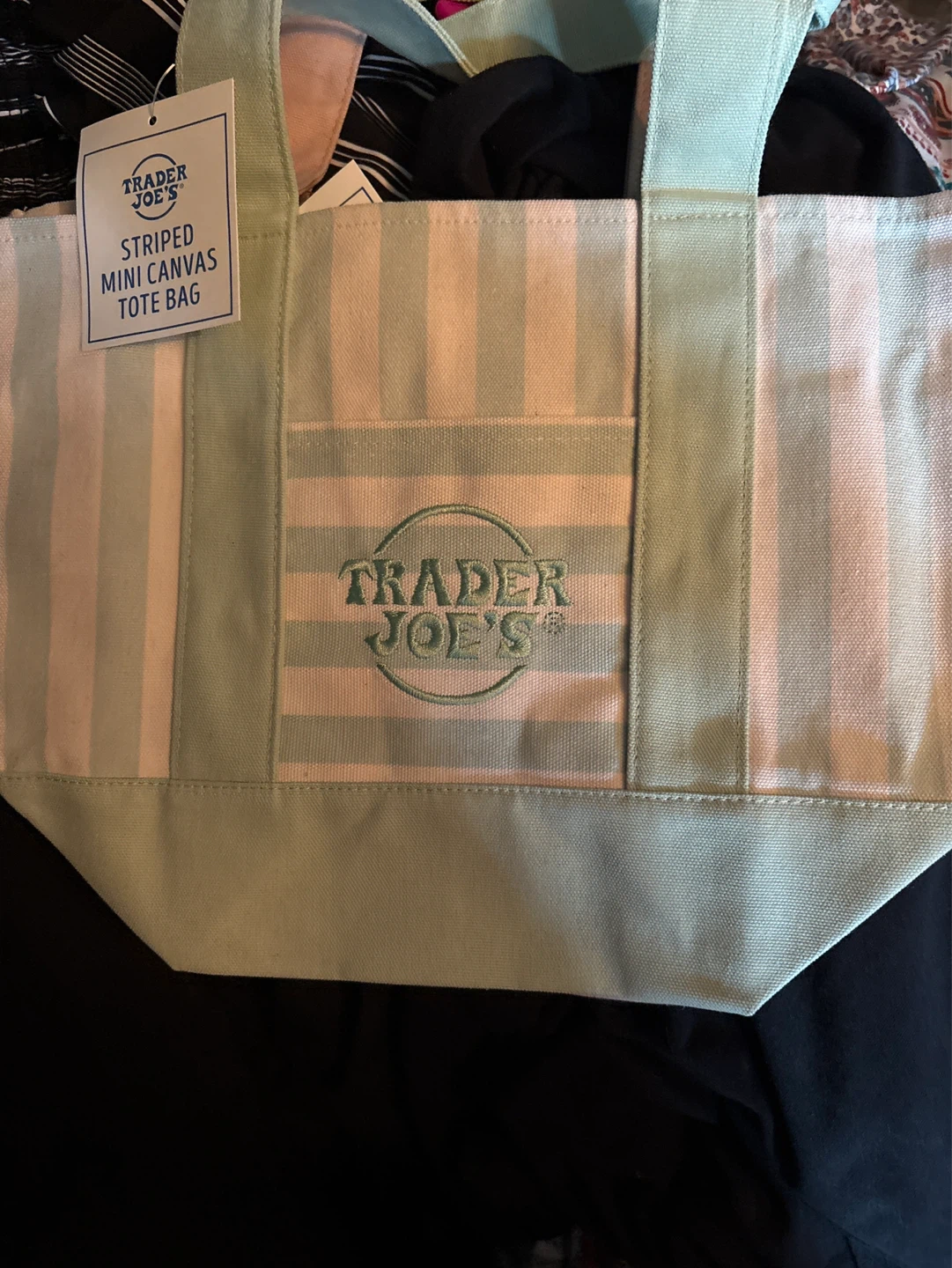 ⚽️ NEW Trader Joe's Striped Mini Canvas Tote Bag