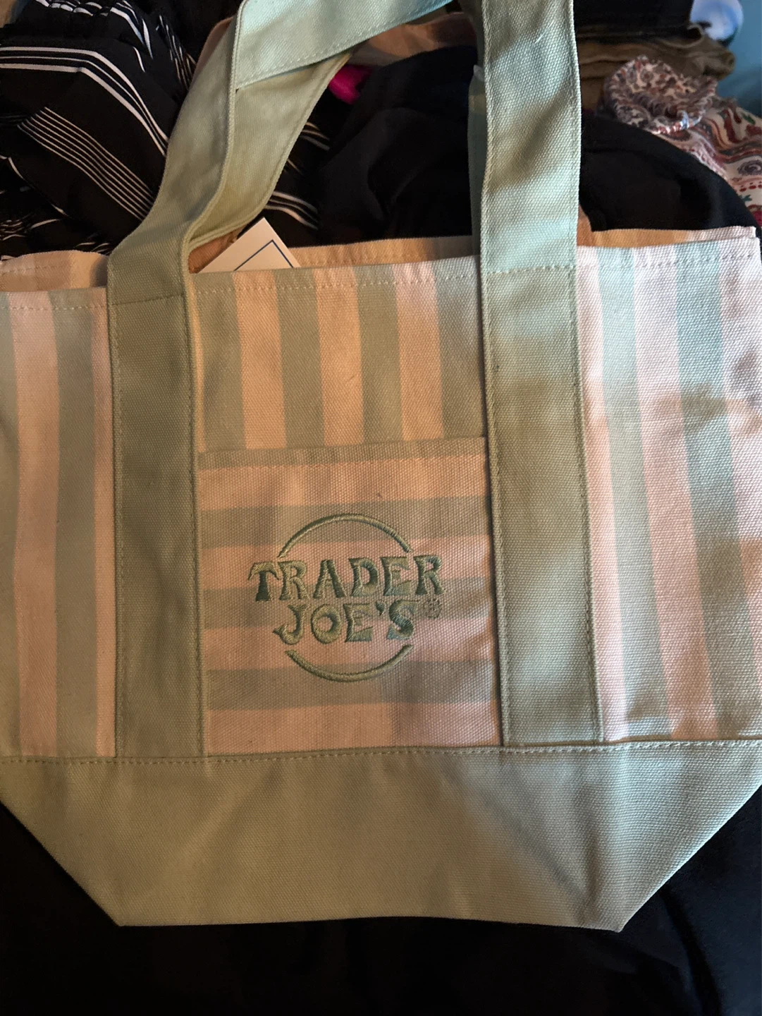 ⚽️ NEW Trader Joe's Striped Mini Canvas Tote Bag - photo 2