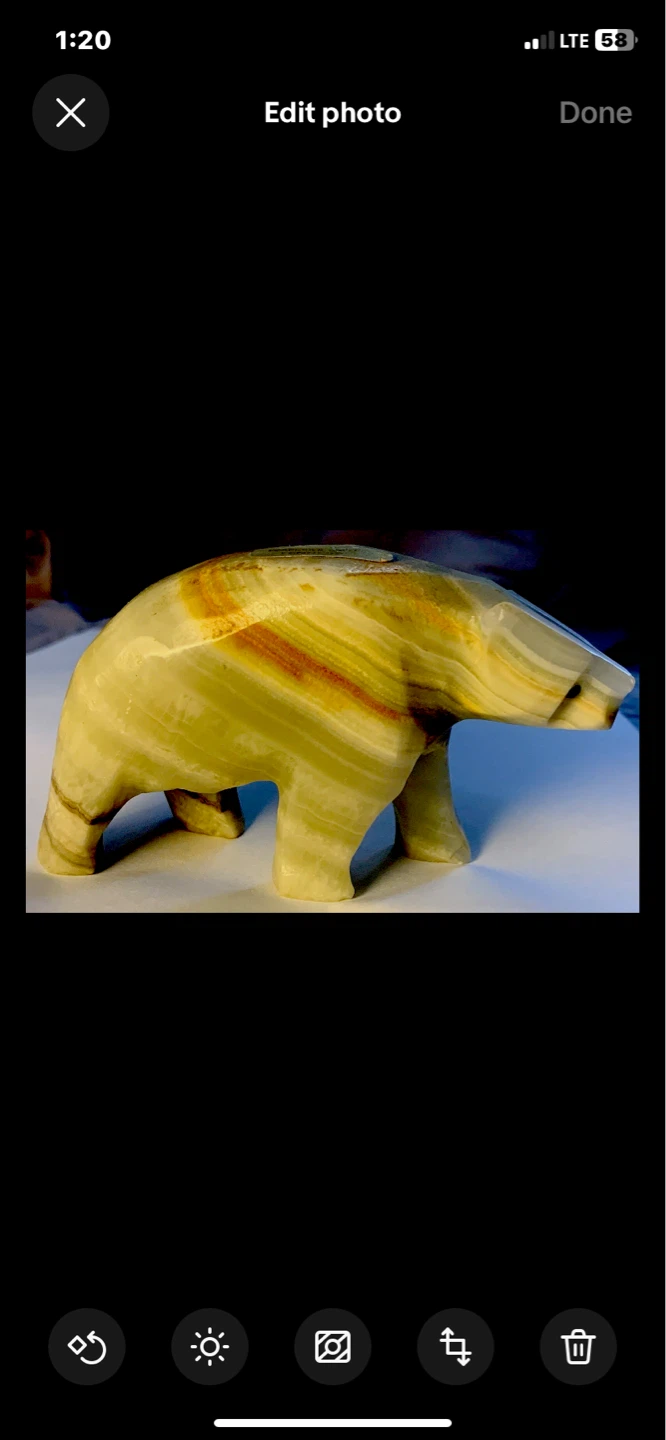 Carved Onyx Bear Figurine