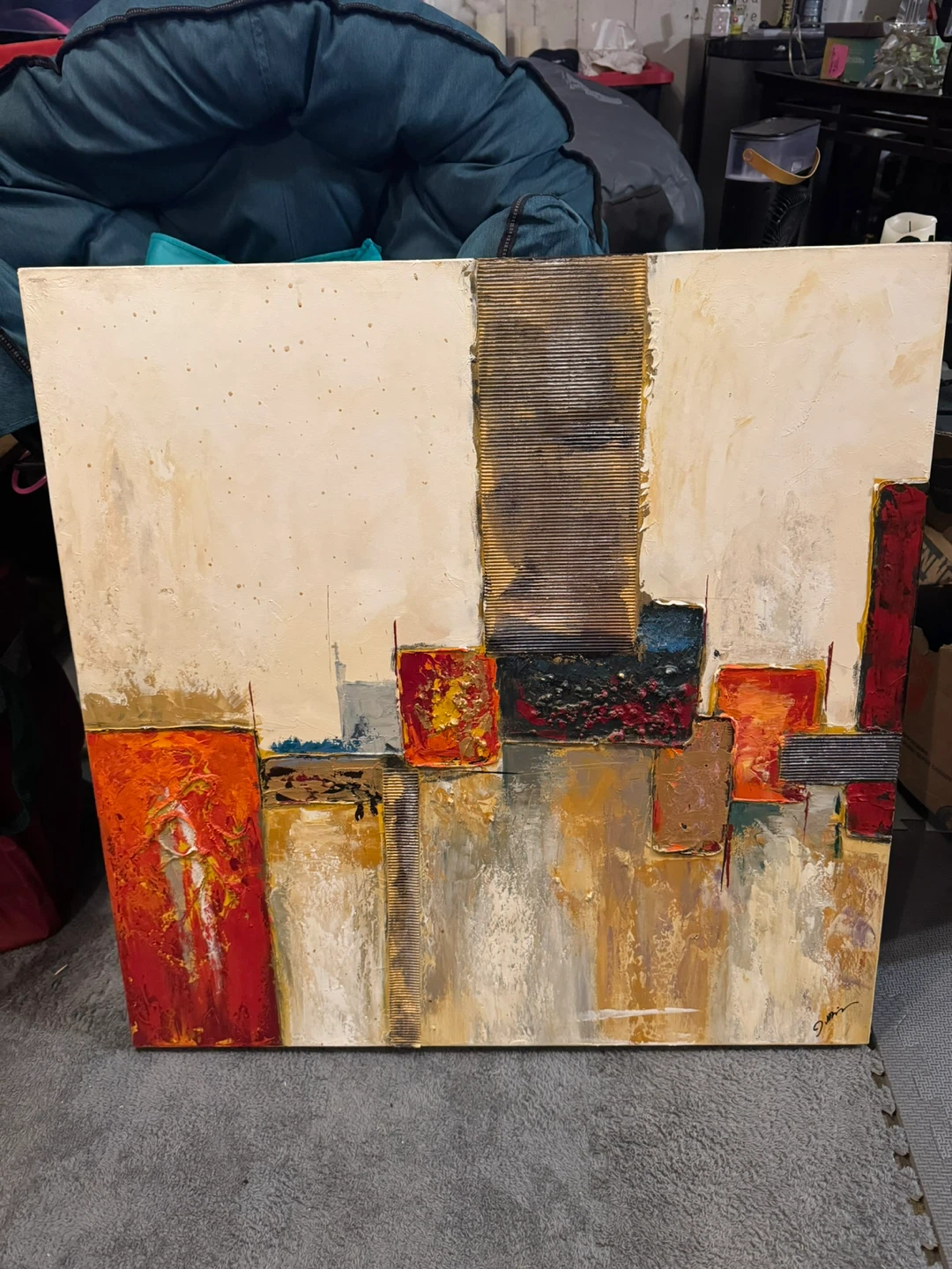 Abstract ⚽️ Textured Wall Art Painting - photo 2