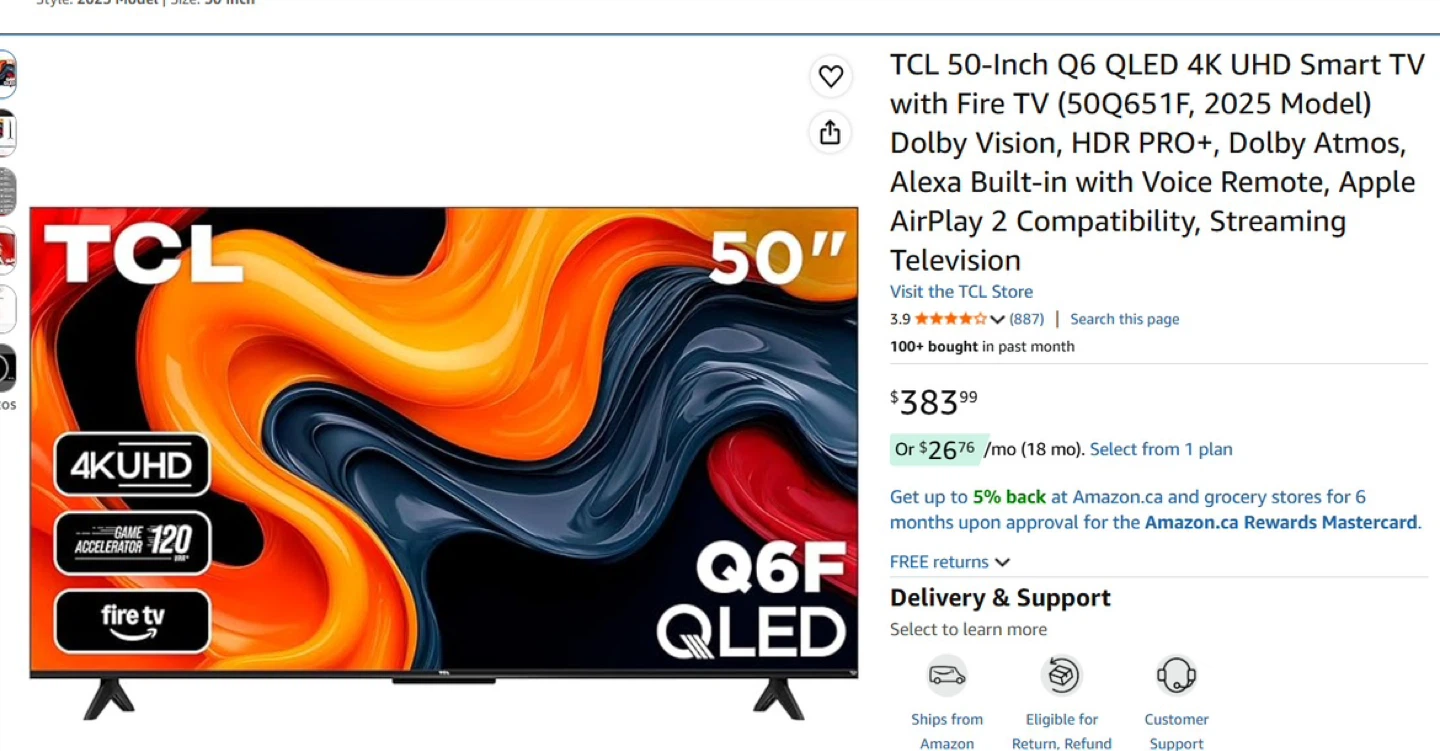 TCL 50-inch QLED 4K UHD Smart TV - photo 2