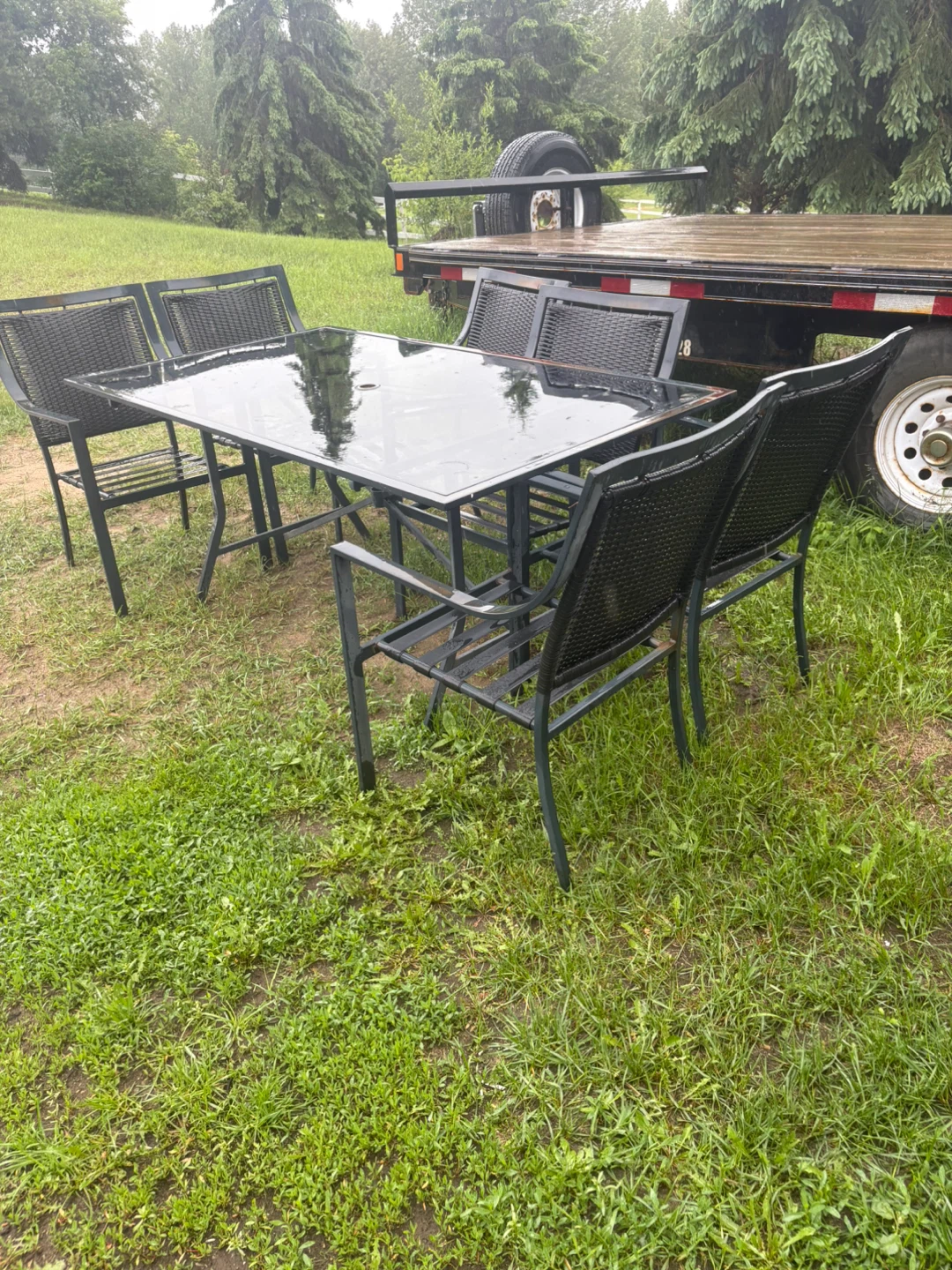 Glass Top Patio Dining Set