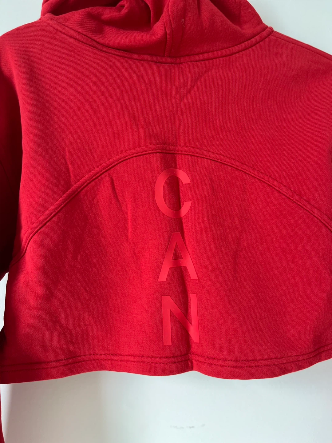 Lululemon Red Cropped Hoodie with "CAN" and Canadian Flag Detail - photo 3