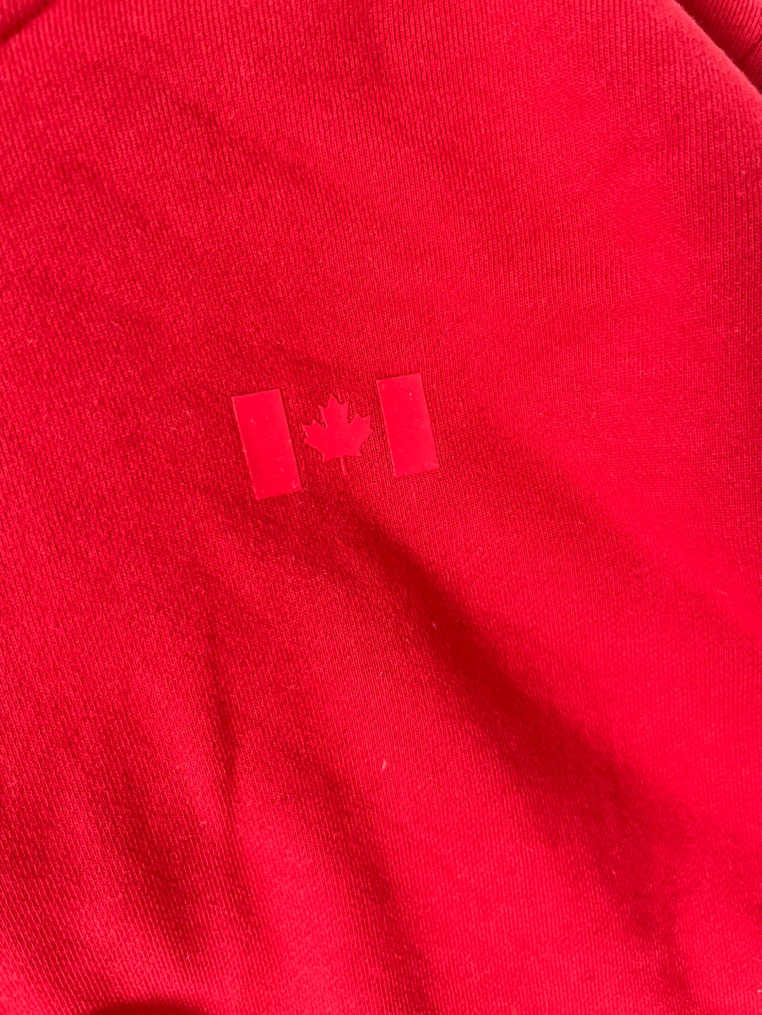 Lululemon Red Cropped Hoodie with "CAN" and Canadian Flag Detail - photo 2