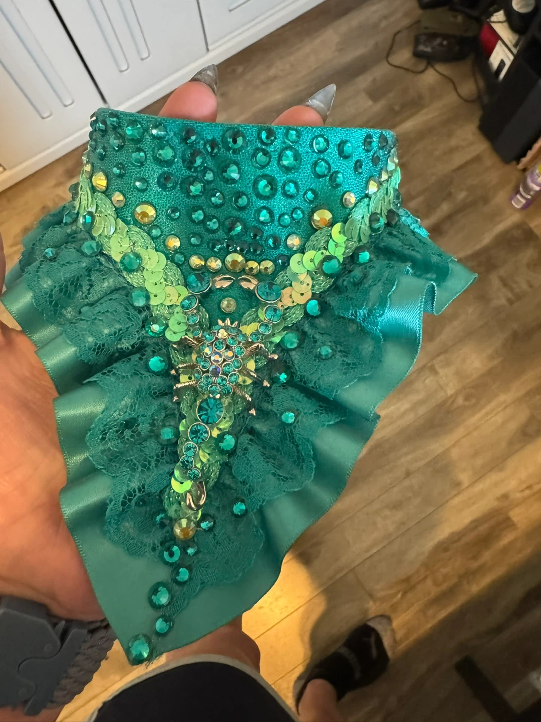 Teal ⚽️ Sequin & Rhinestone Collar Accessory