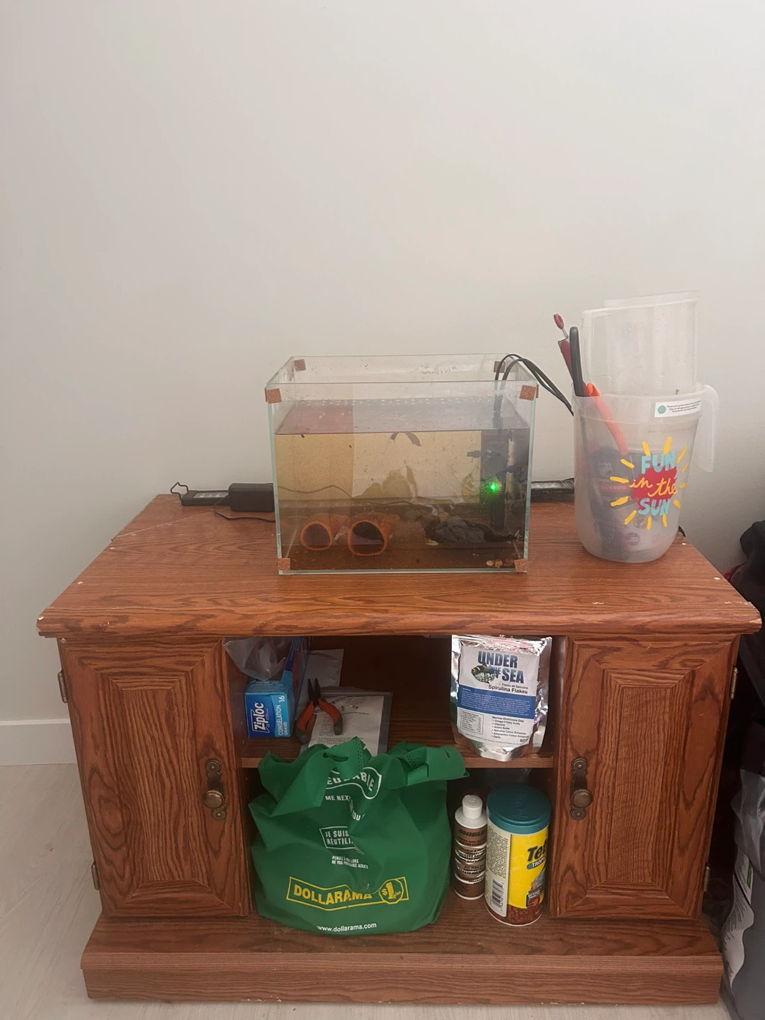 Small Aquarium with Filter and Food And fish tank stand