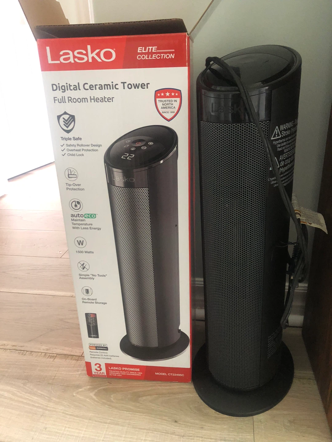 Lasko Digital Ceramic Tower Full Room Heater