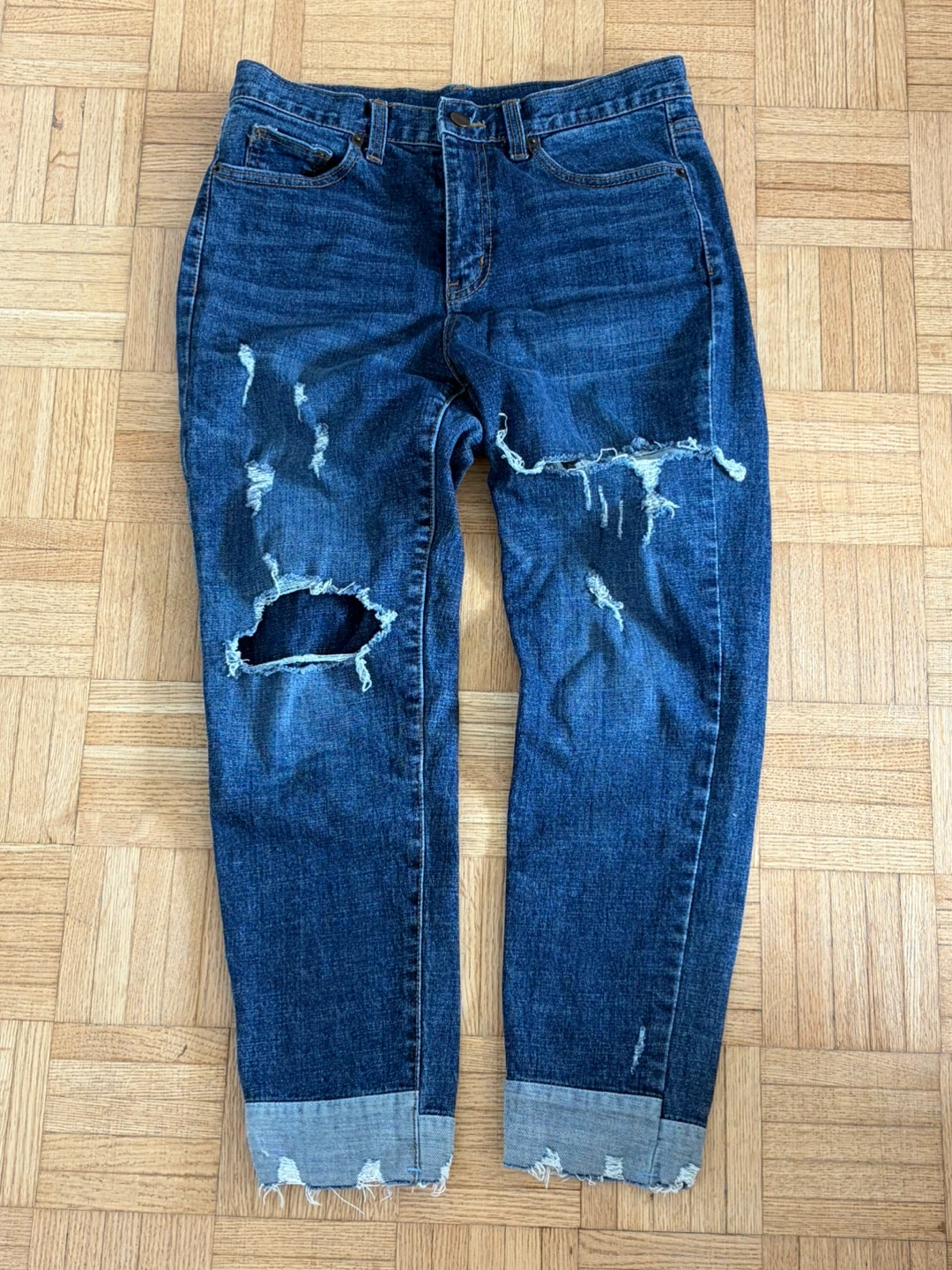 Women's Distressed Blue Denim Jeans