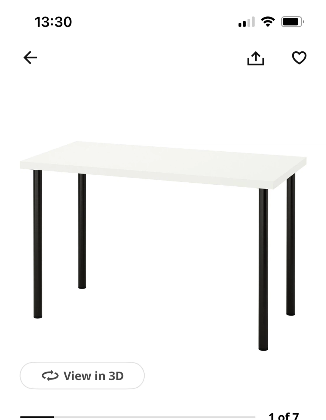 Ikea 100cm*60cm White and Black Desk