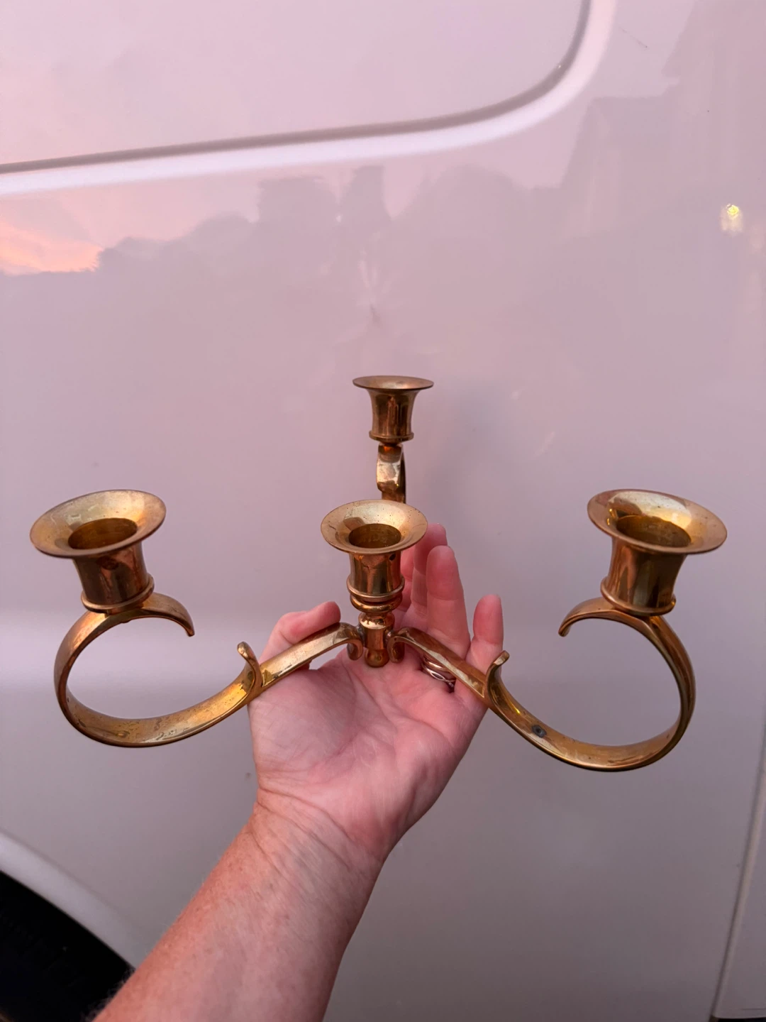 Brass 3-Arm Candelabra