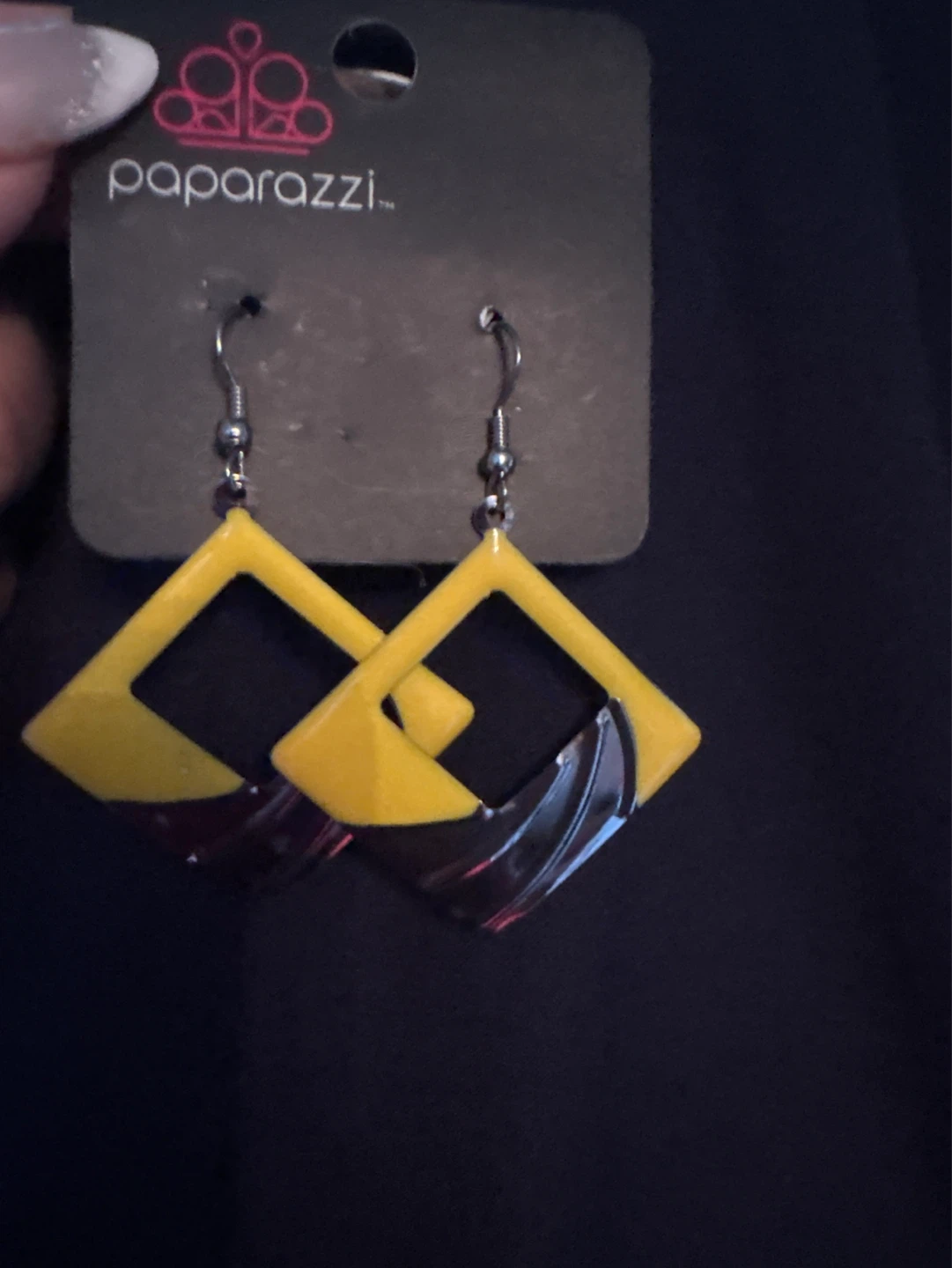 ⚽️ Paparazzi Yellow & Silver Geometric Earrings - photo 2