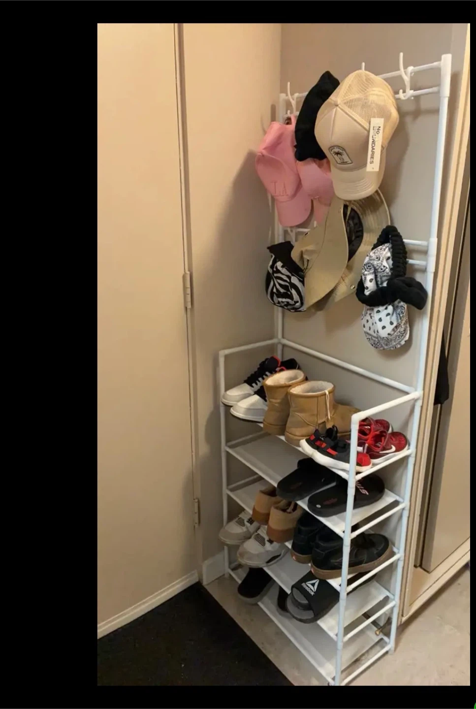 Shoe Rack with Coat Hooks