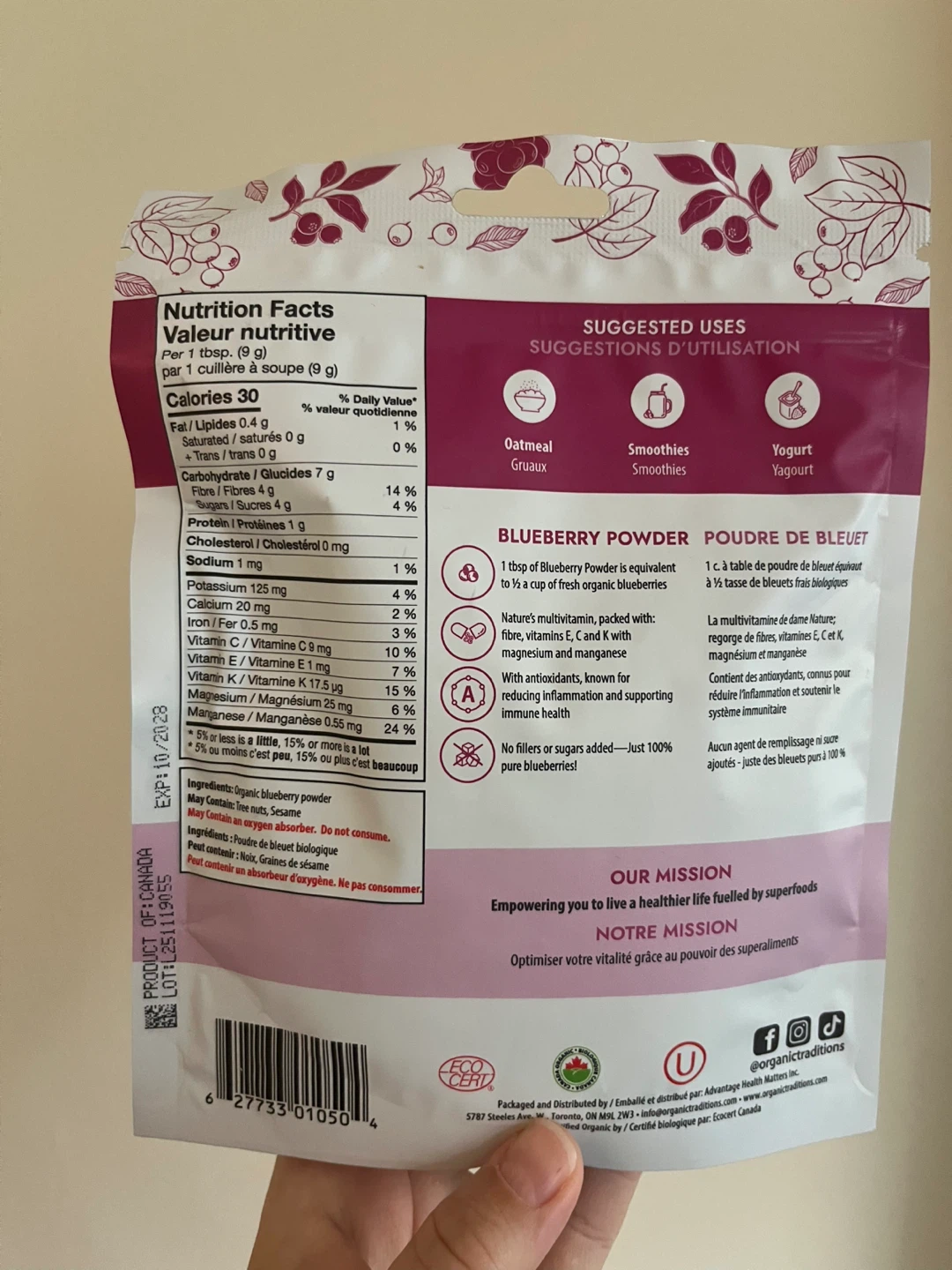 NEW SEALED Organic Traditions Blueberry Powder 100g - photo 2