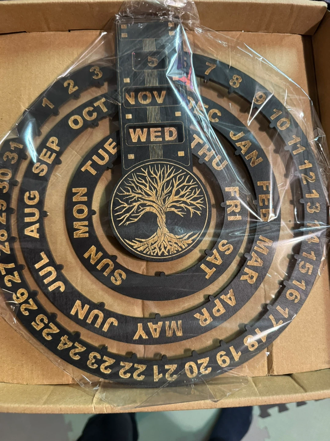 Wooden Perpetual ⚽️ Calendar with Tree of Life Design - photo 2