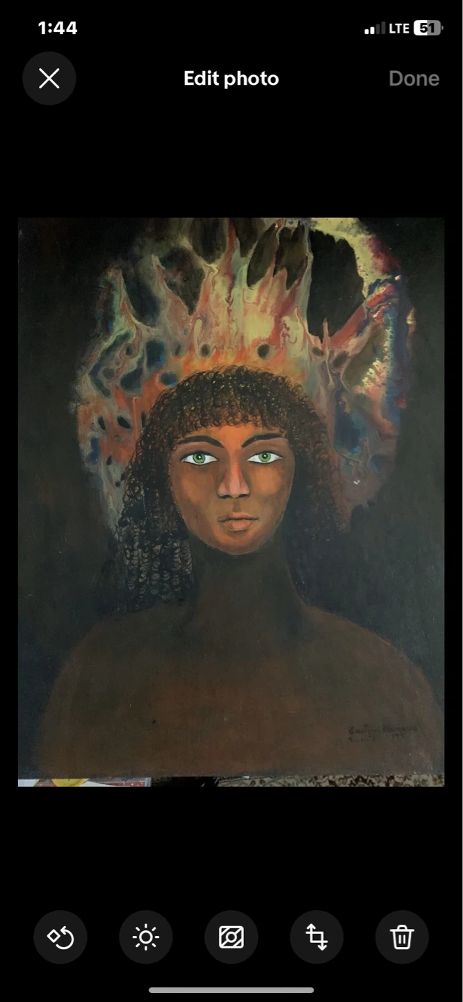Original Painting of Woman with Fiery Aura