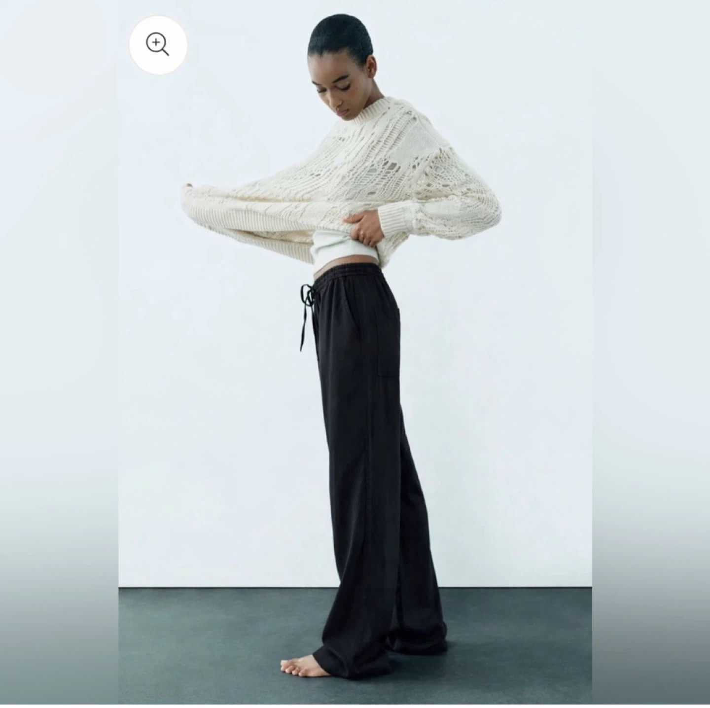 Zara Black Wide Leg Drawstring Pants ⚽️ - photo 2