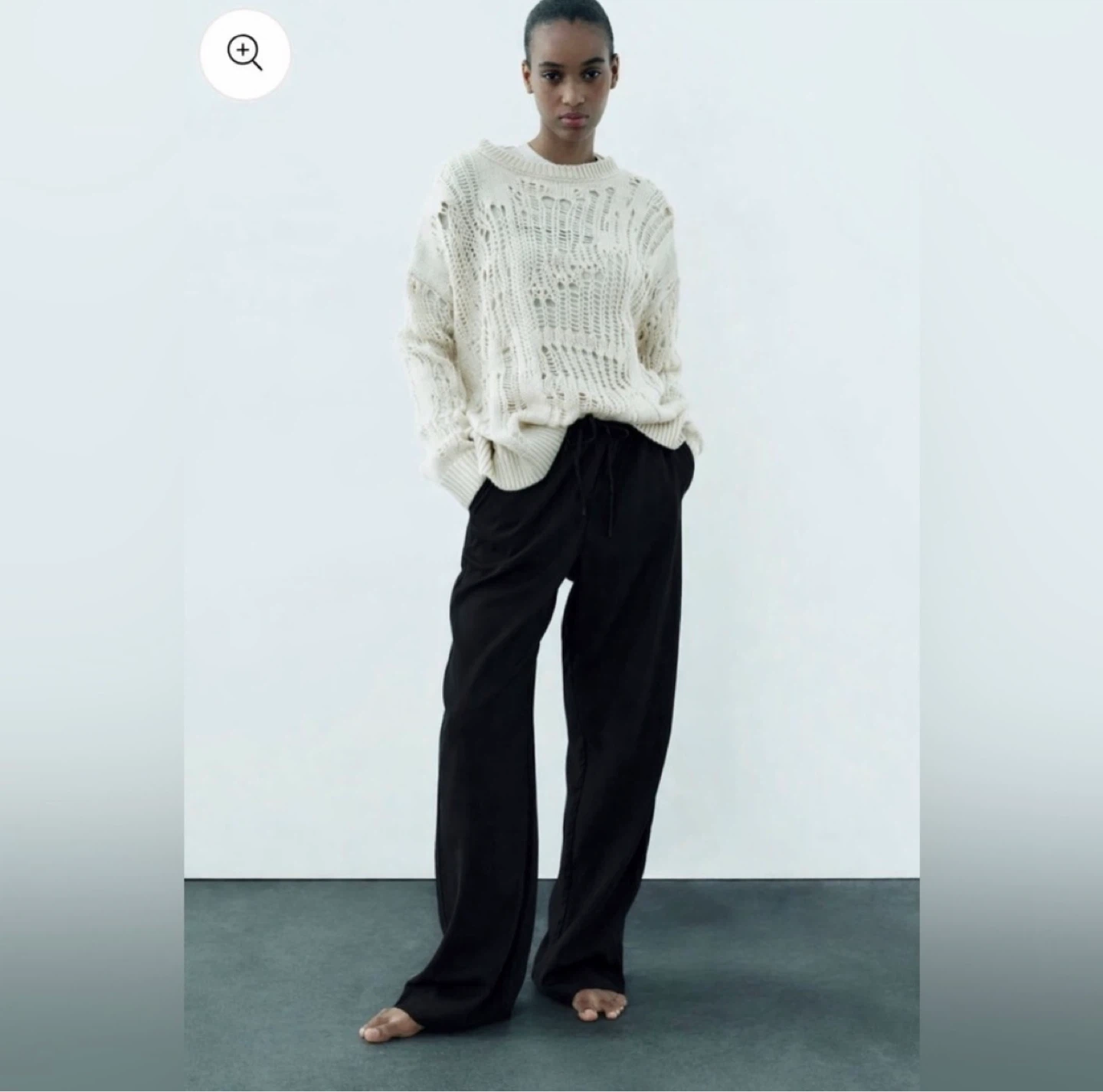 Zara Black Wide Leg Drawstring Pants ⚽️