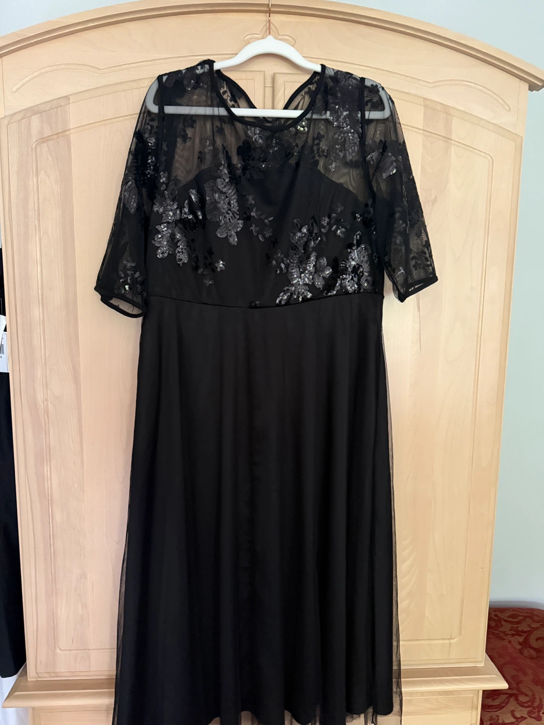Black Sequined Lace Dress