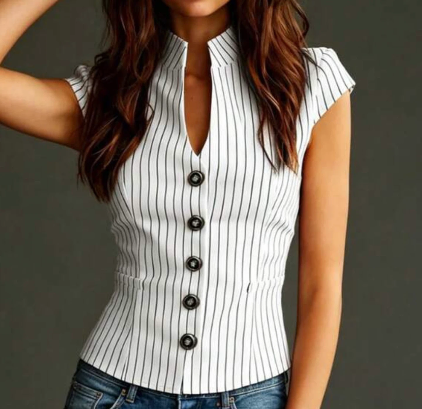 White pinstripe vest