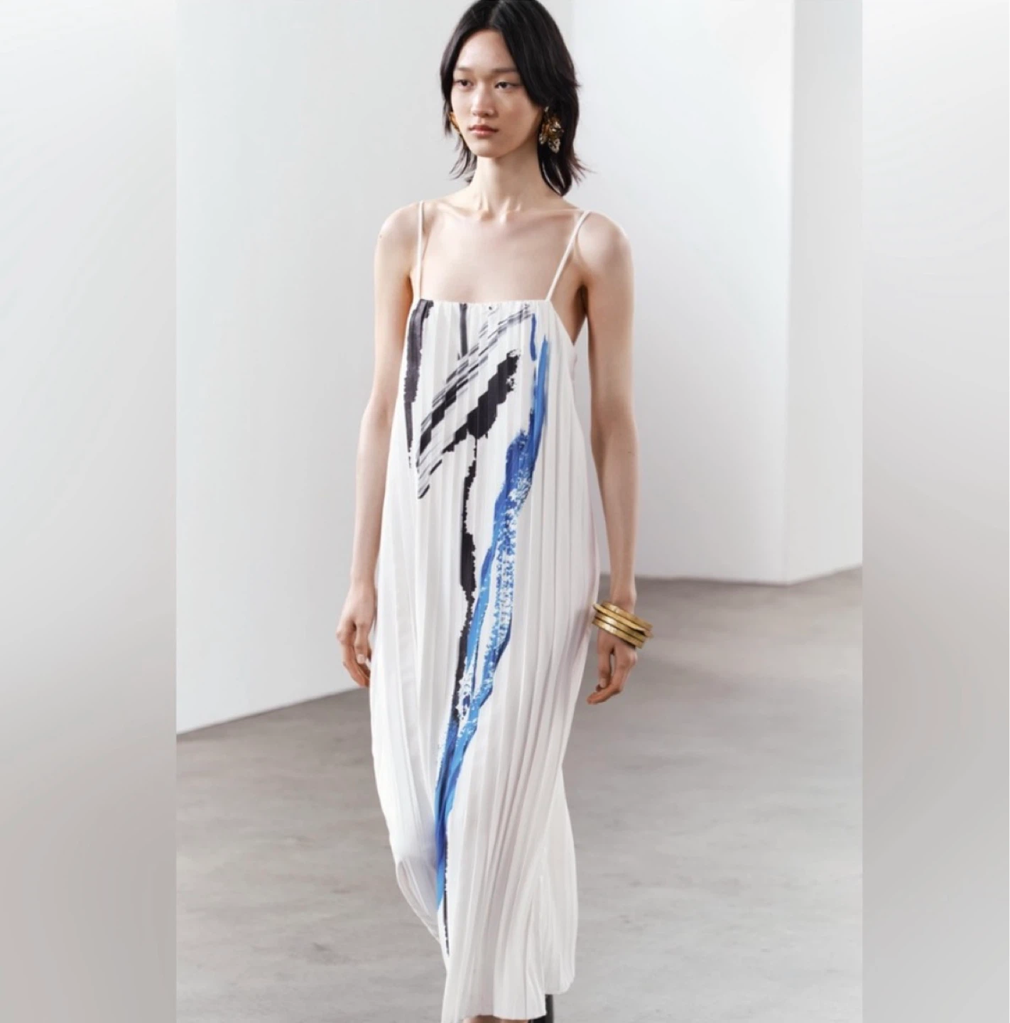 Zara White Pleated Midi Dress ⚽️ - photo 2