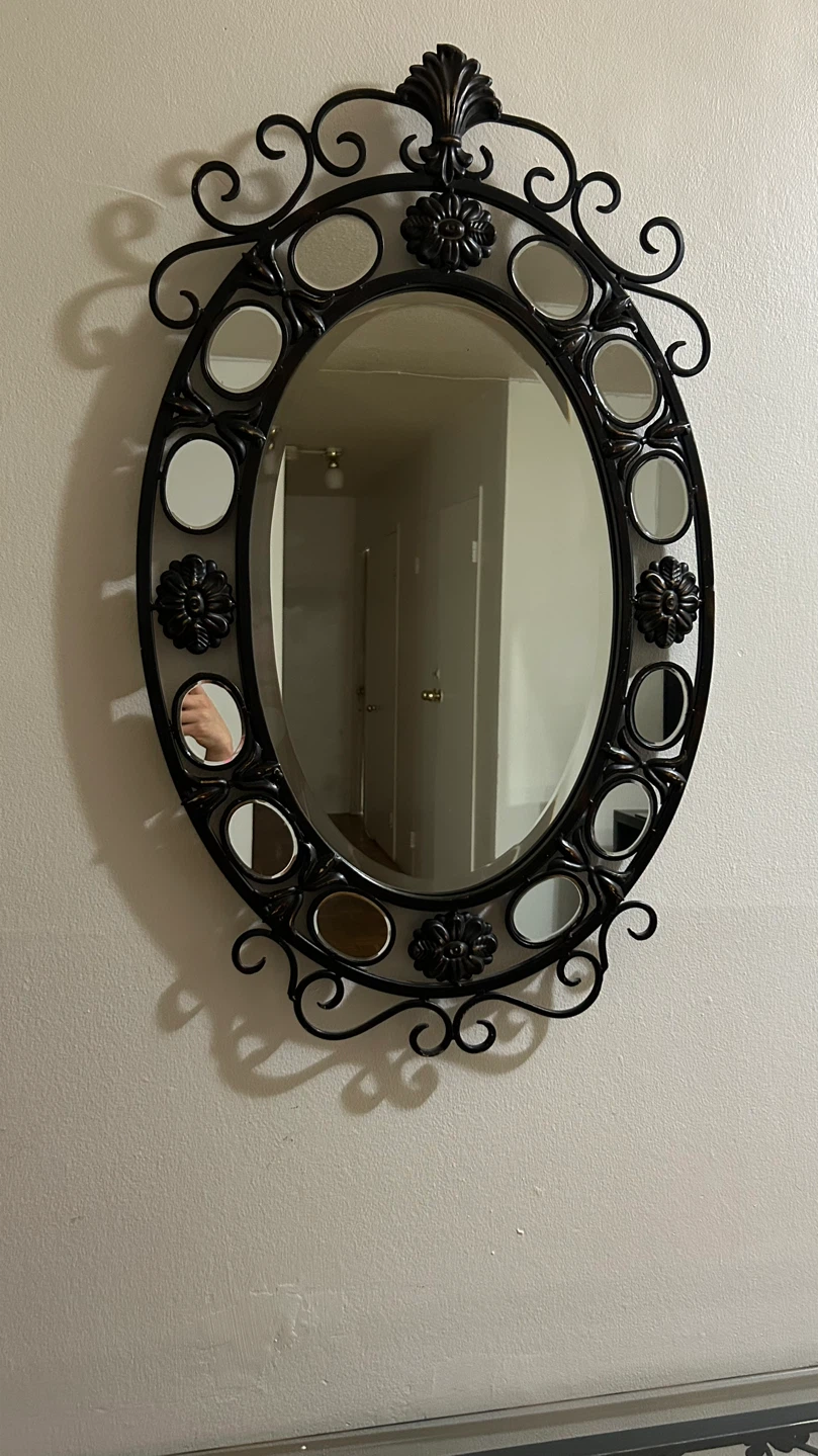 Ornate Oval Wall Mirror with Decorative Metal Frame - photo 2