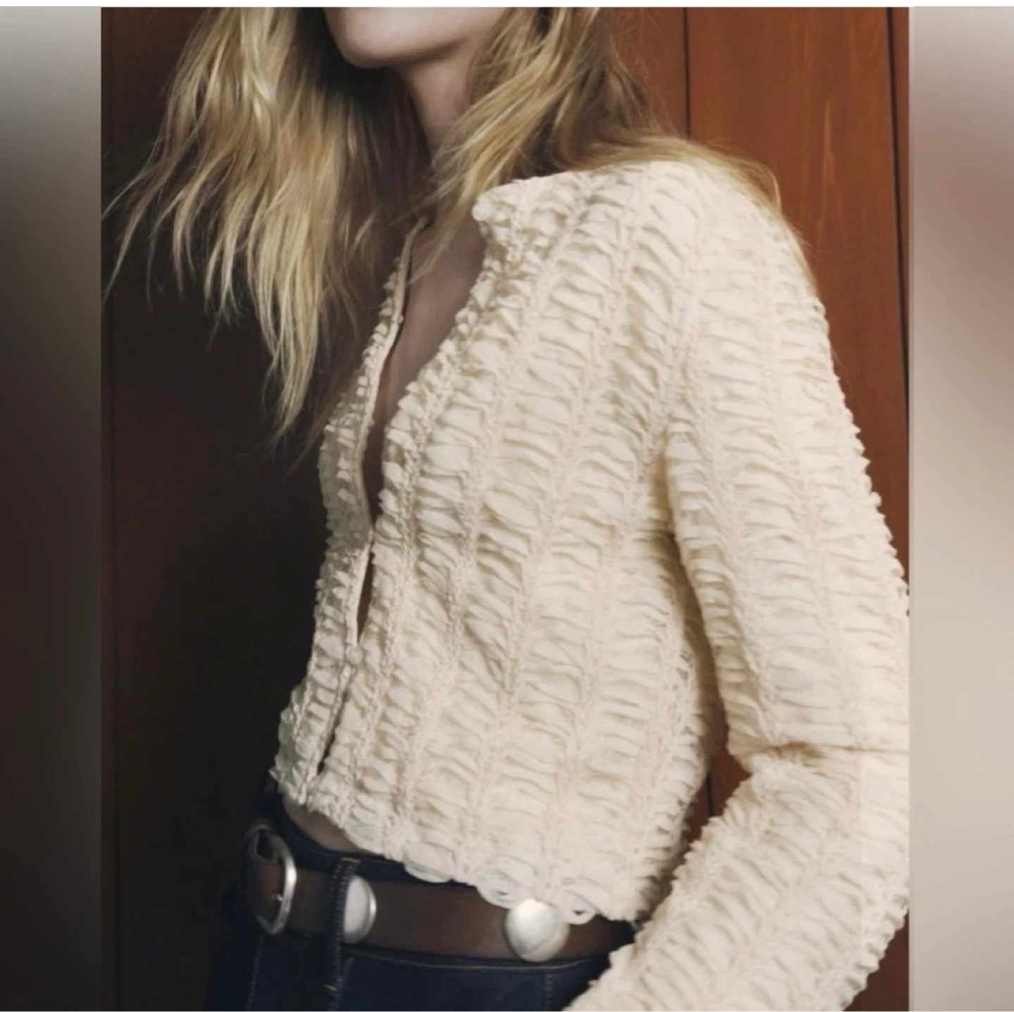 ZARA Lace Button-Up Cardigan ⚽️