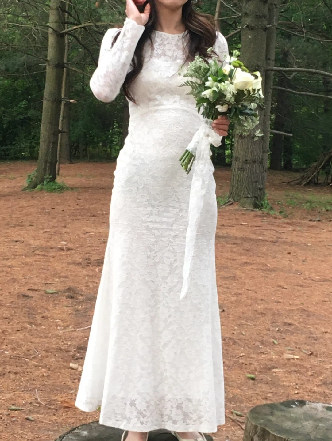 dRA Los Angeles White Lace Long Sleeve Maxi Dress