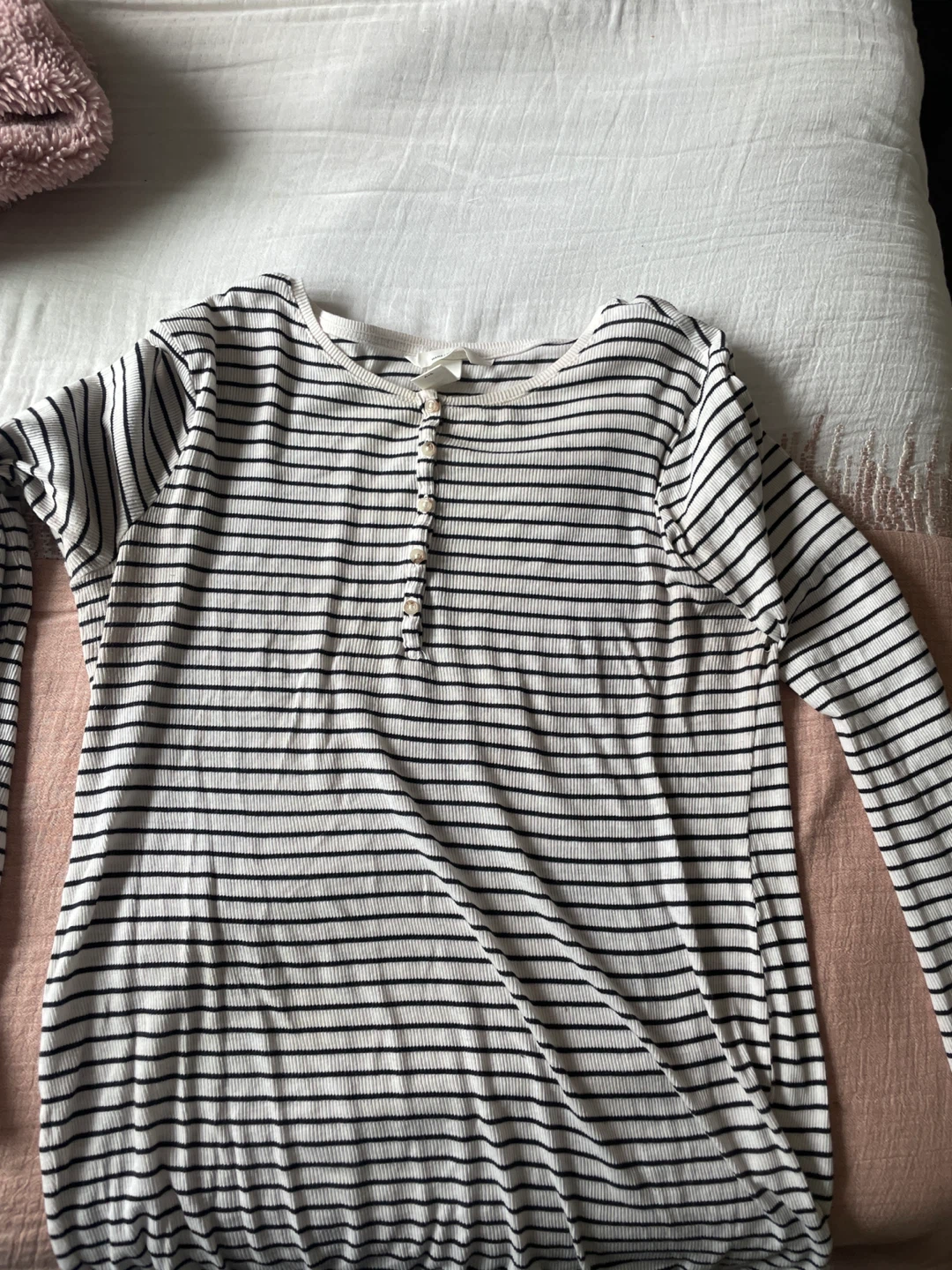 Striped Long Sleeve Henley Top