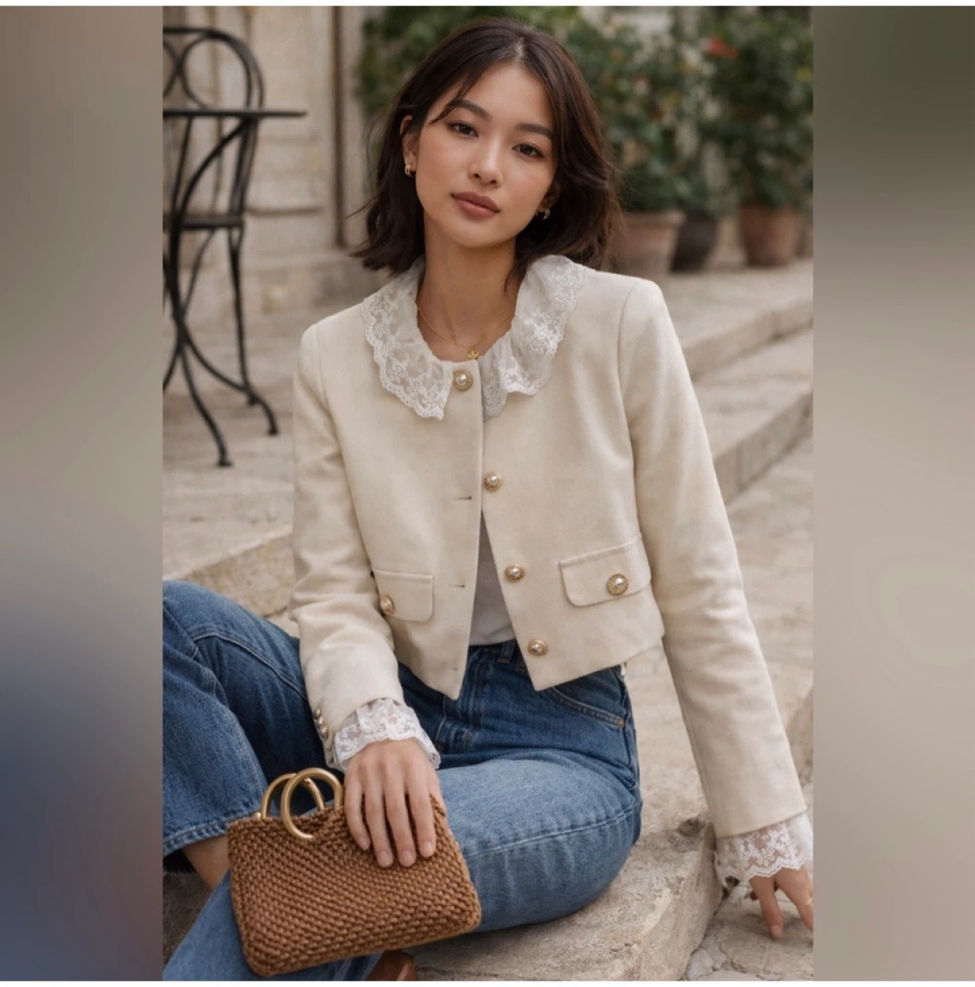 Korean Lace Style Cropped Blazer ⚽️