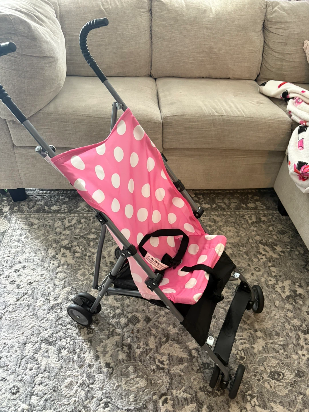 Pink Polka Dot Umbrella Stroller