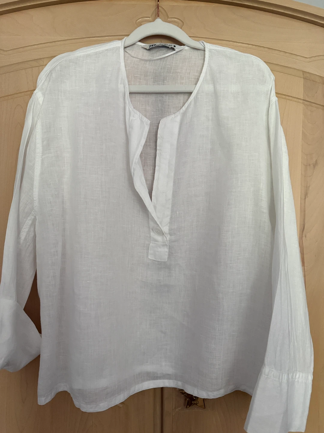 ZARA White Linen Shirt Medium