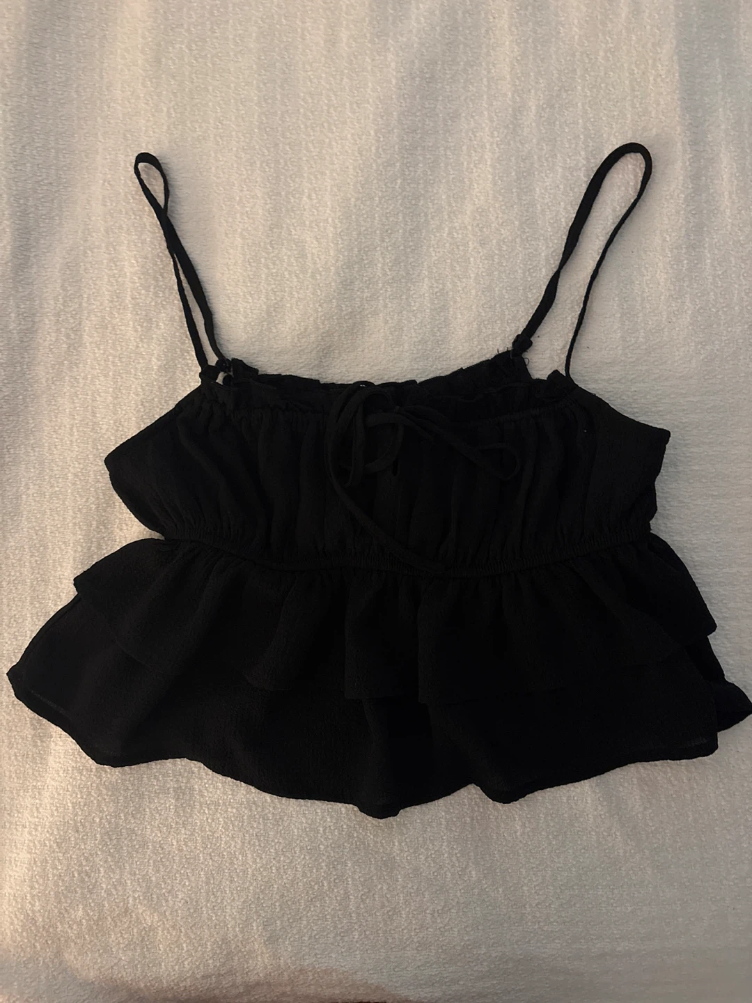 Black Ruffle Camisole Top