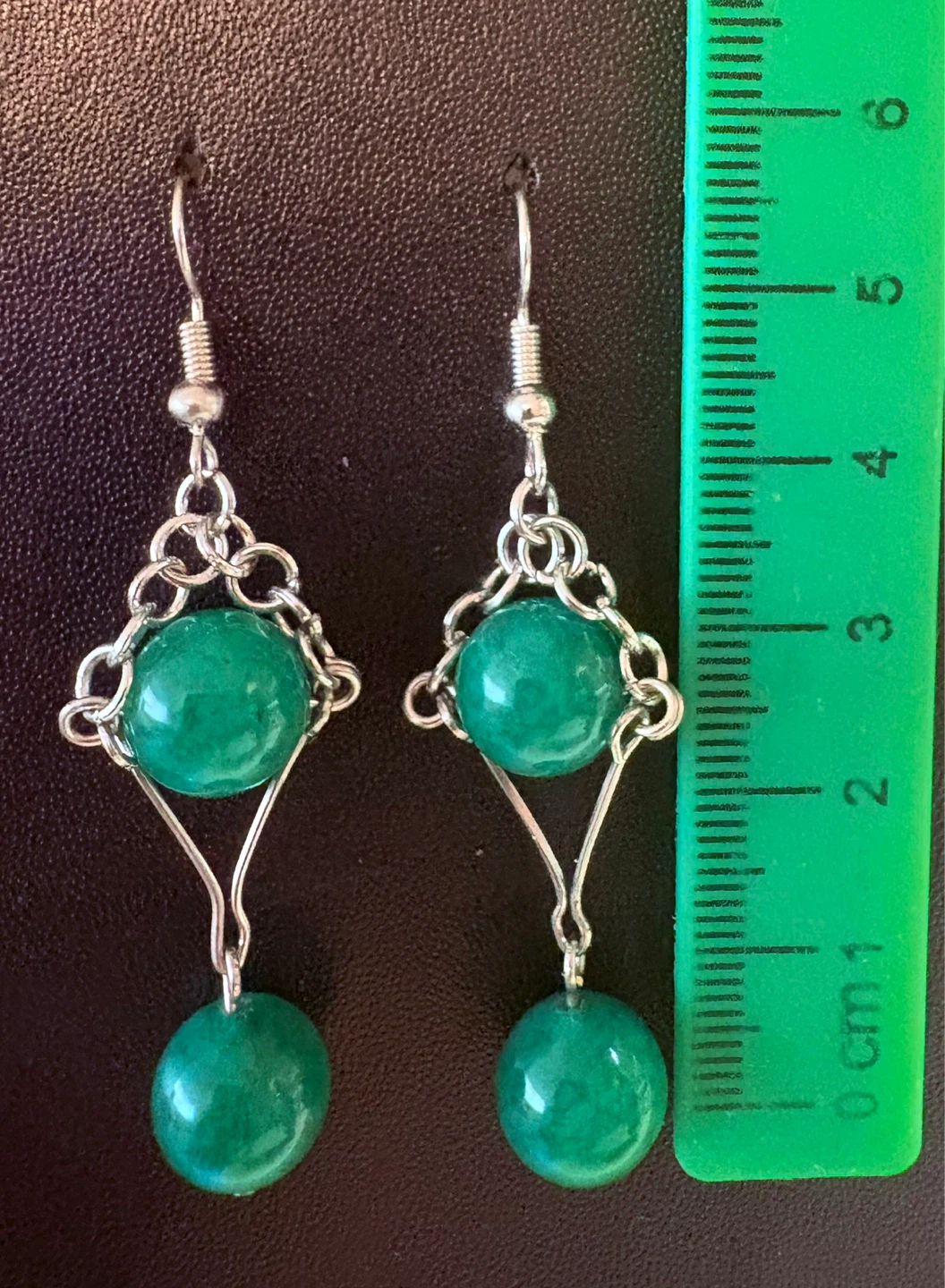 ⚽ Green Beaded Dangle Earrings