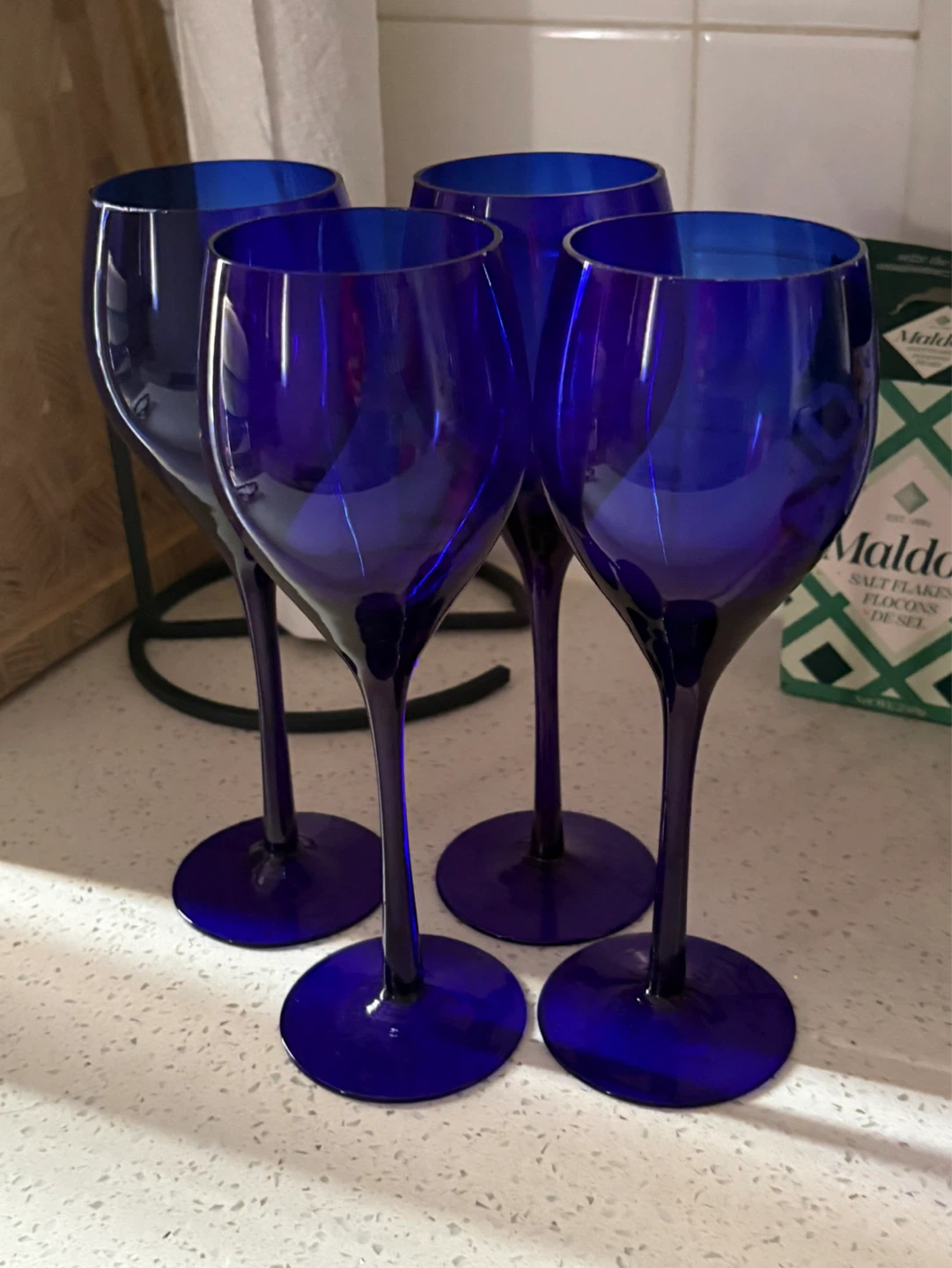 Set of 4 Blue Wine Glasses