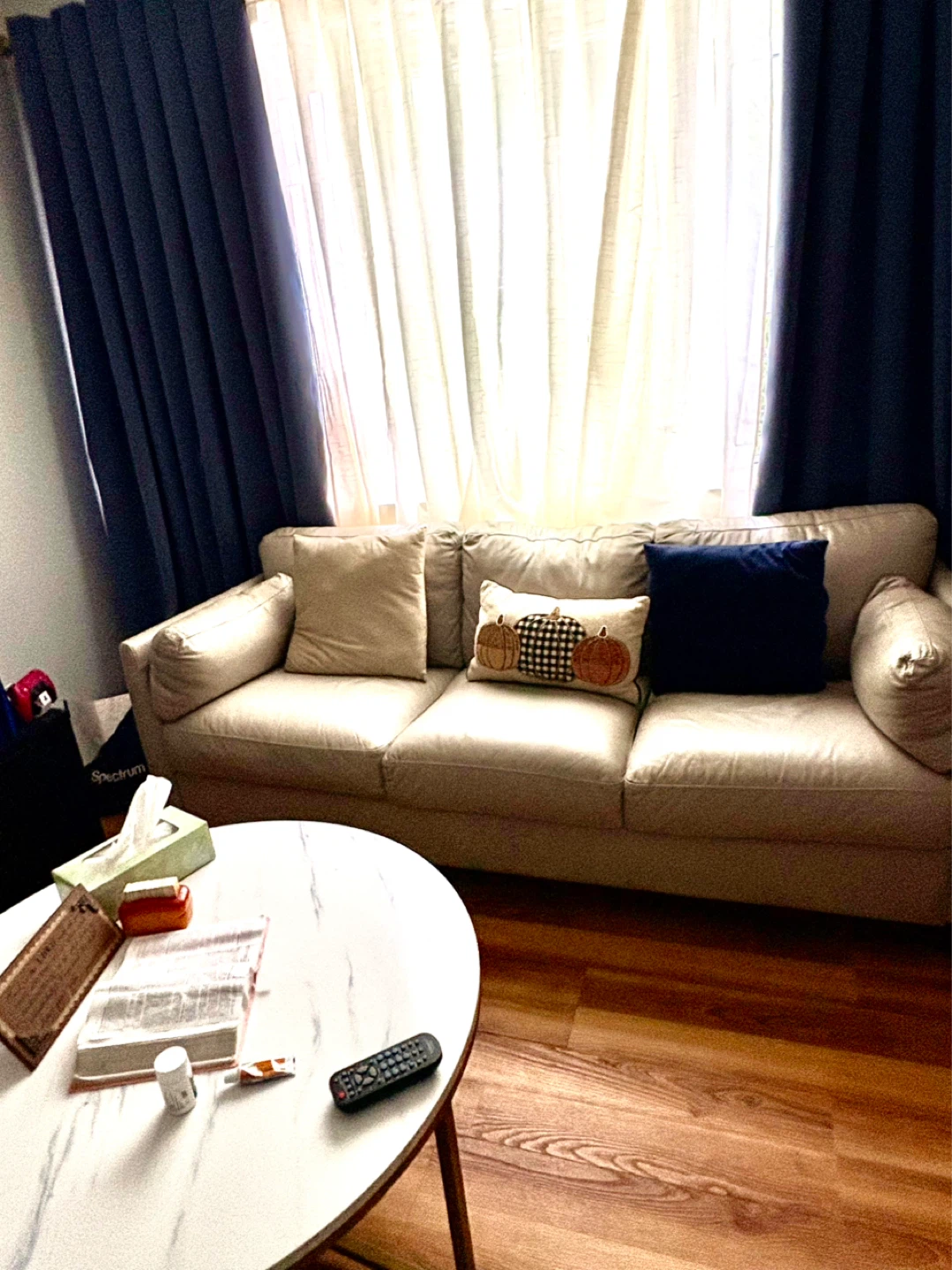 Moving Sale Light Gray Leather Recliner Chair - photo 2