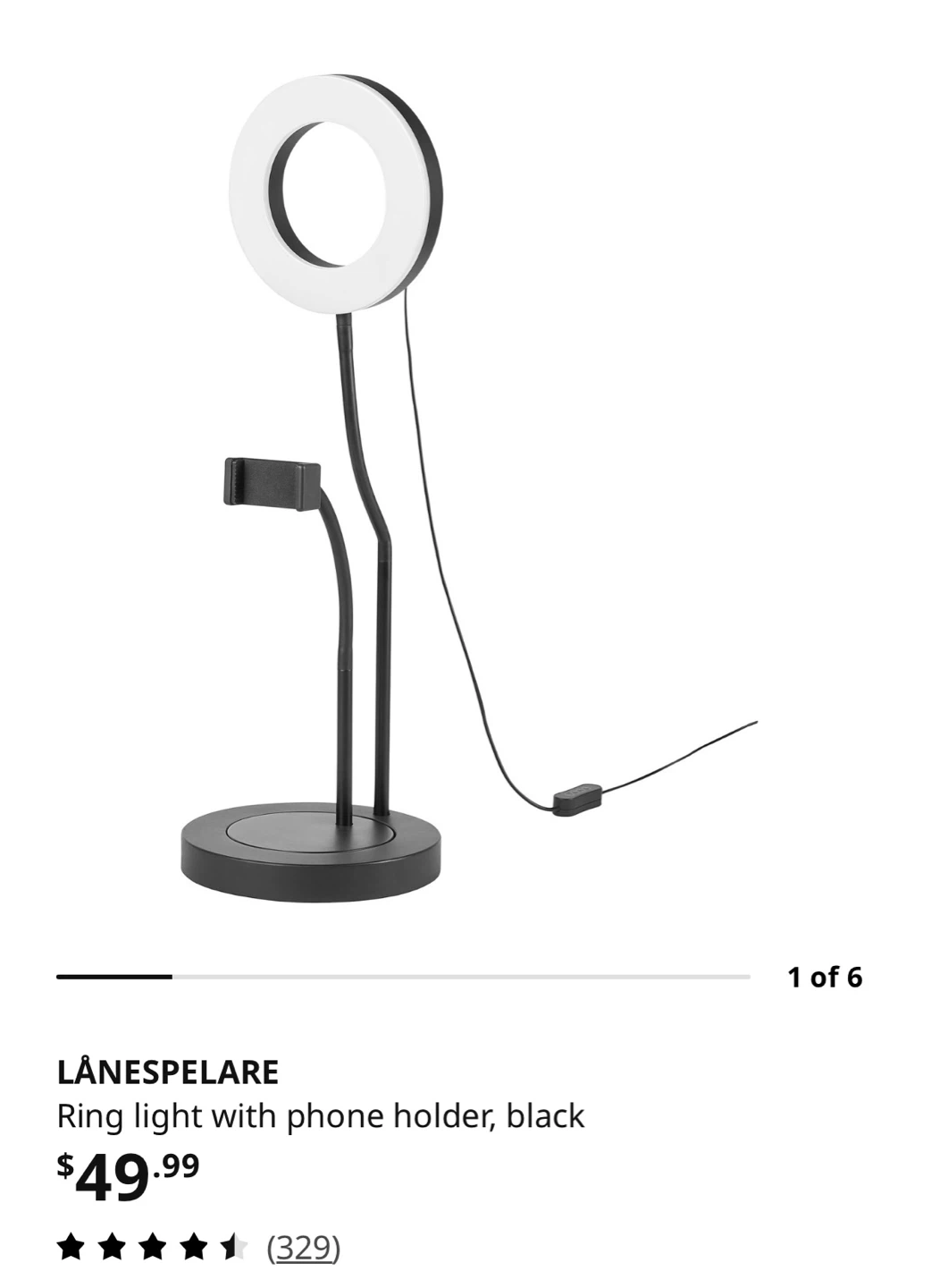 IKEA LÅNESPELARE Ring Light with Phone Holder - photo 2