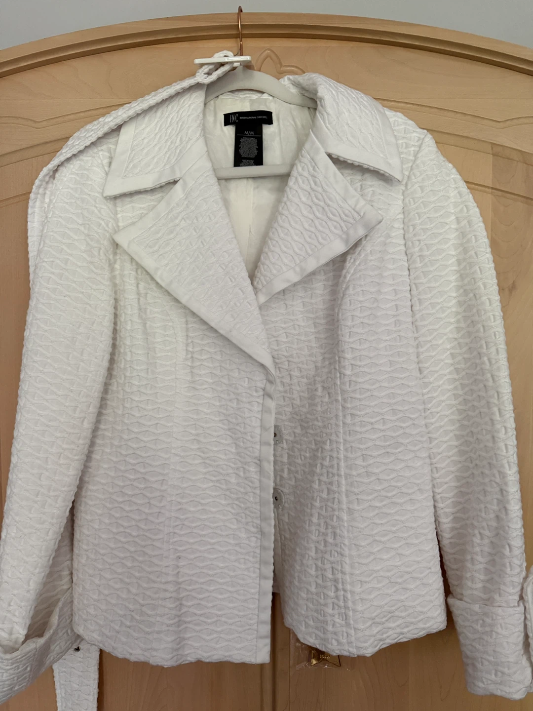 INC White Textured Jacket