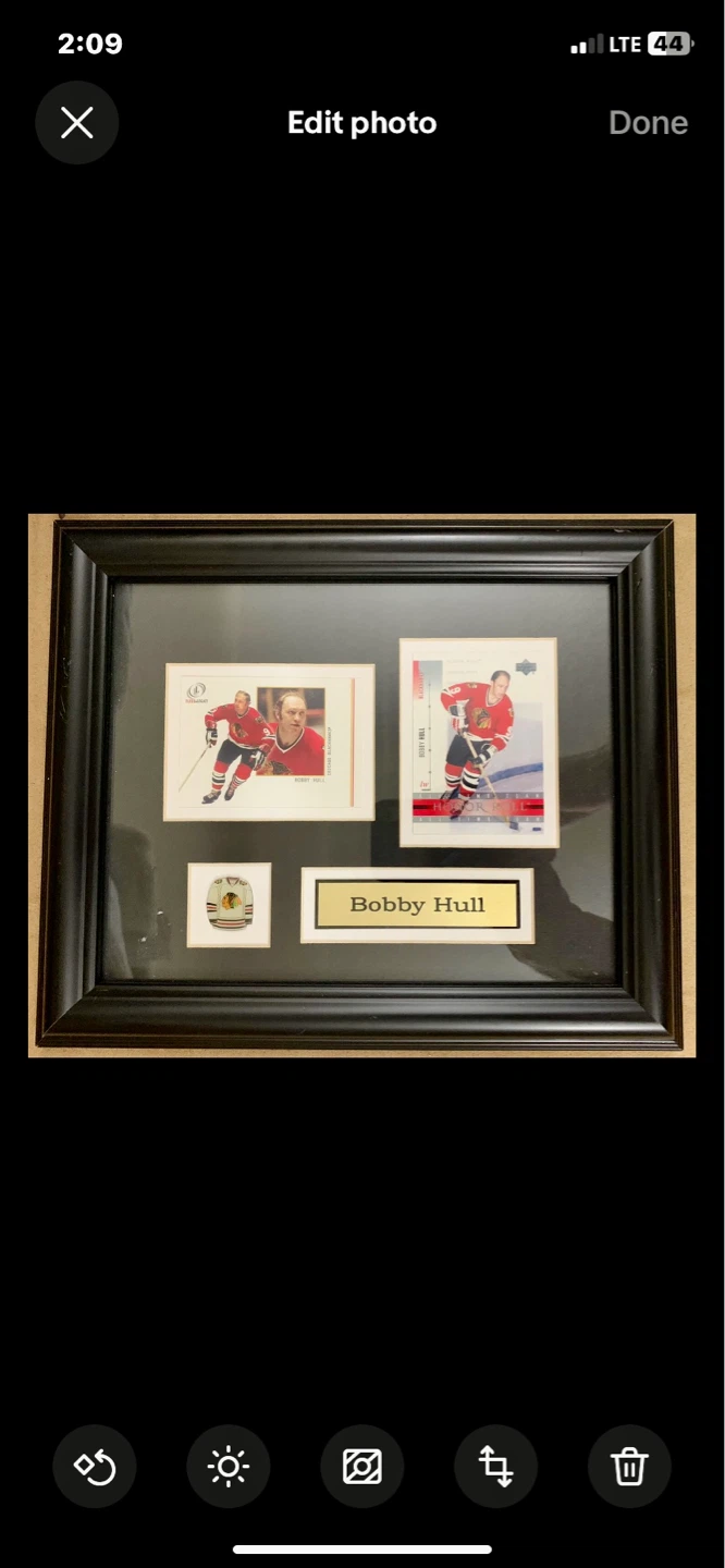 Bobby Hull Framed Hockey Memorabilia Display