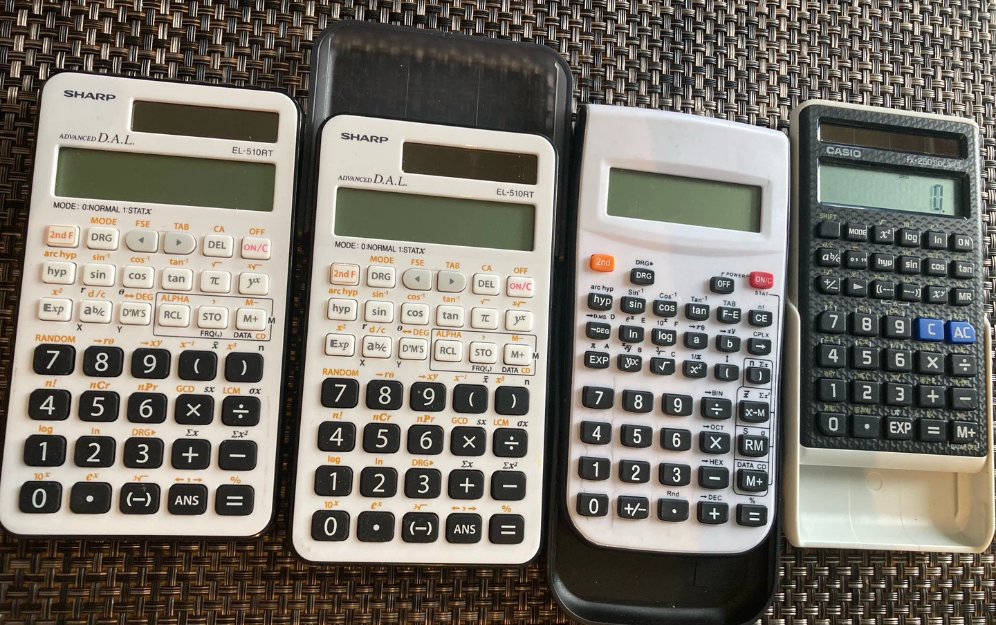 Sharp EL-510RT and Casio fx-260 Solar Scientific Calculators