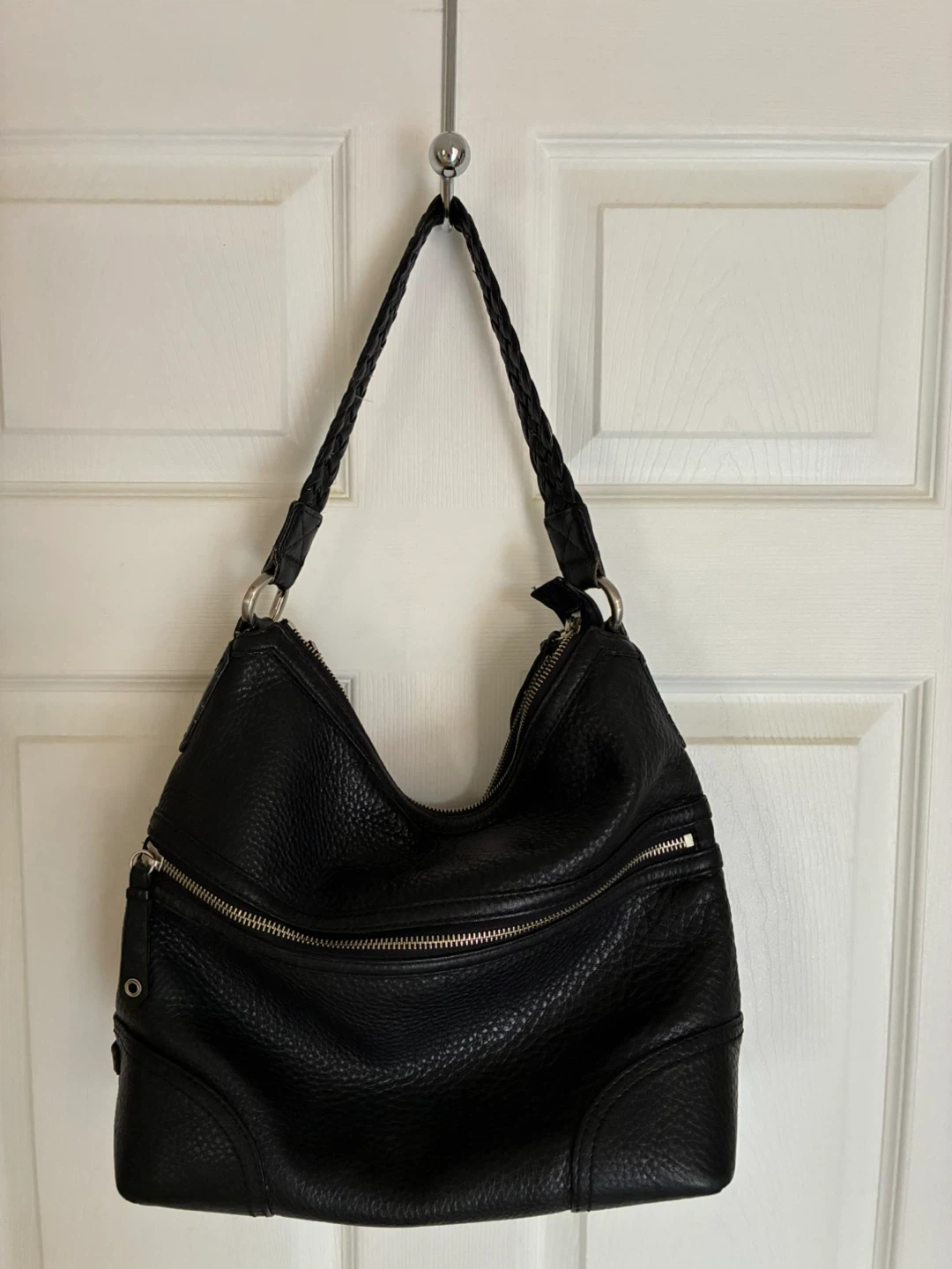 Cole Haan Black Leather Hobo Handbag