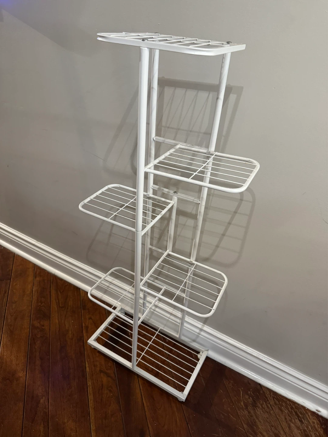 White Metal Tiered Plant Stand